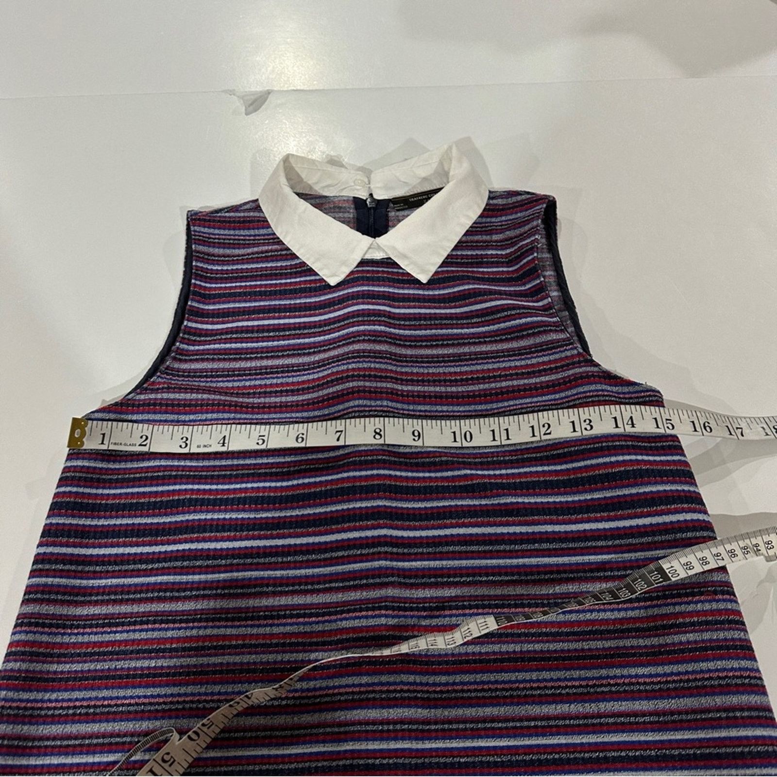 Zara Zara Purple Black Striped Collared Sleeveless Dress Size XS Size XS / US 0-2 / IT 36-38 - 8 Thumbnail