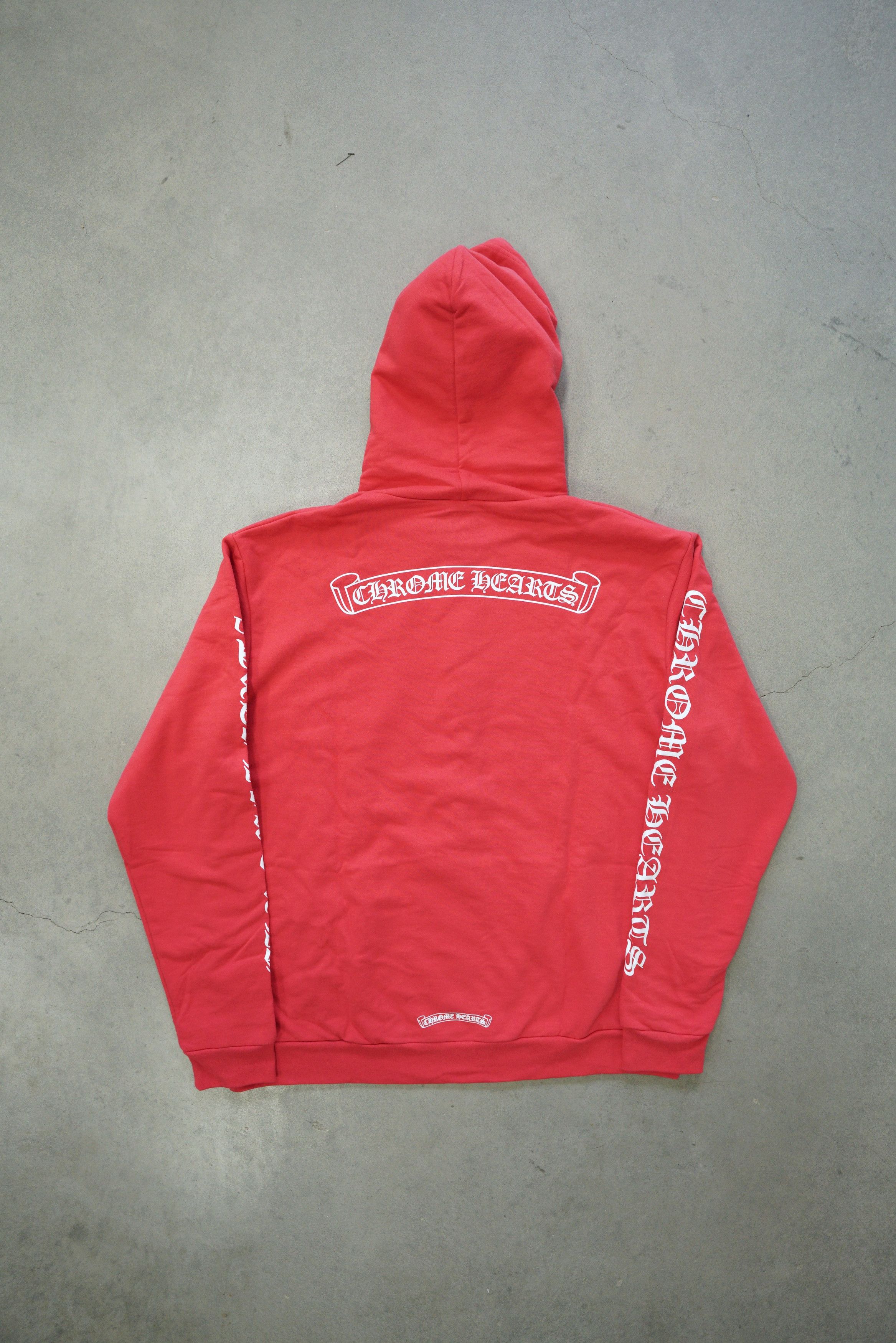 Chrome Hearts Online Exclusive Scroll Logo Hoodie - Red