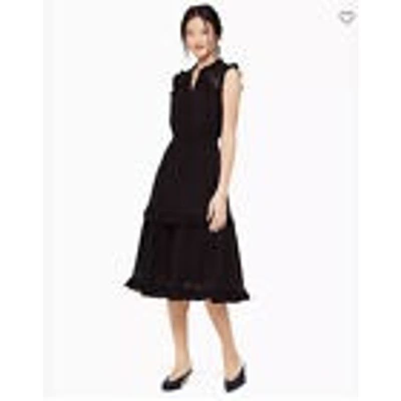 Image of Kate Spade Broome Street Swiss Dot Sleeveless Black Dress, Women's (Size XS)