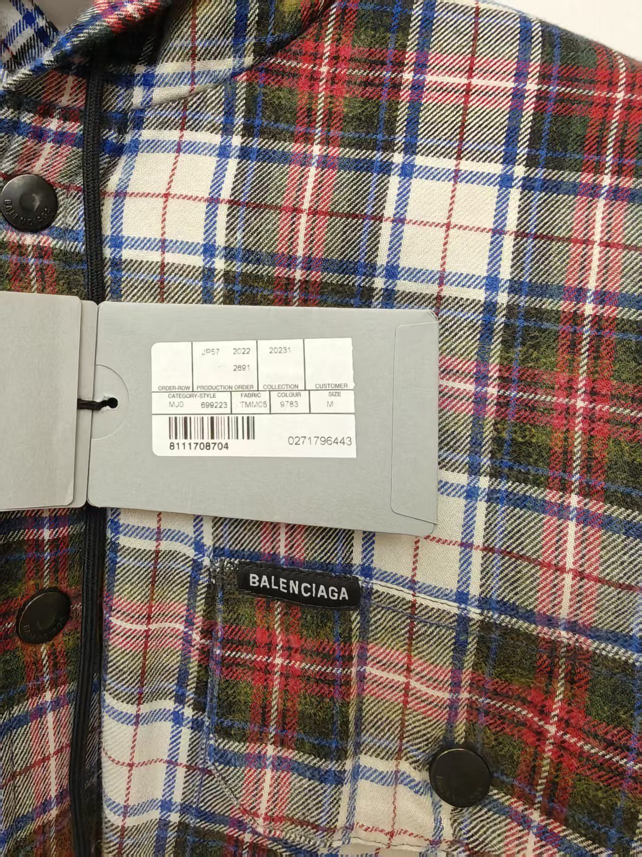 Balenciaga 22ss flannel plaid gradient hooded jacket