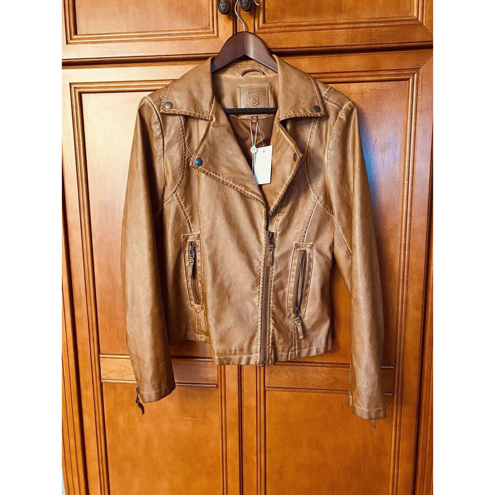 Other Max Studio Cognac Brn Faux Leather Moto Jkt Asymmetrical med Size M / US 6-8 / IT 42-44 - 1 Thumbnail