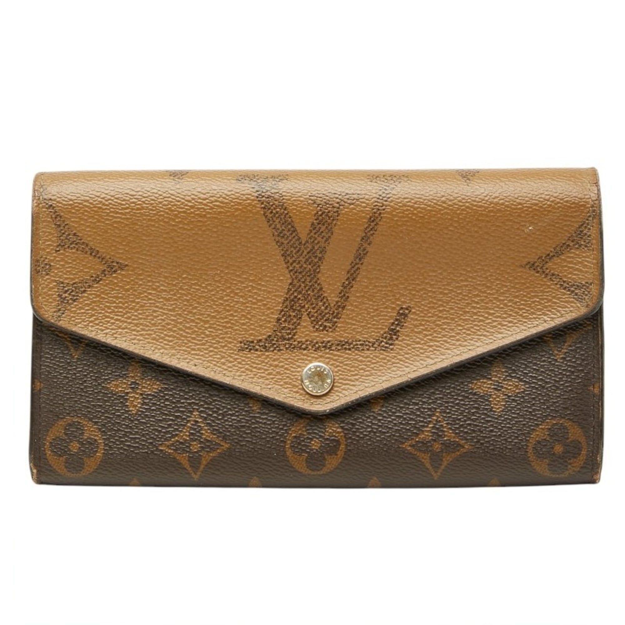 Louis Vuitton Louis Vuitton Monogram Giant Reverse Portefeuille Sarah Long Wallet M80726 Brown Leather Women's LOUIS VUITTON Size ONE SIZE - 1 Thumbnail