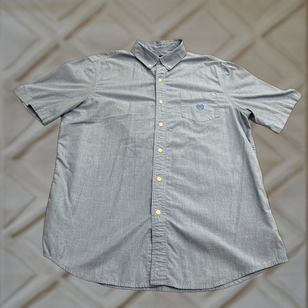 Chaps Chaps Button-Down Shirt Men Large Blue White Check Short Sleeve Easy Care Casual Size US L / EU 52-54 / 3 - 1 Thumbnail