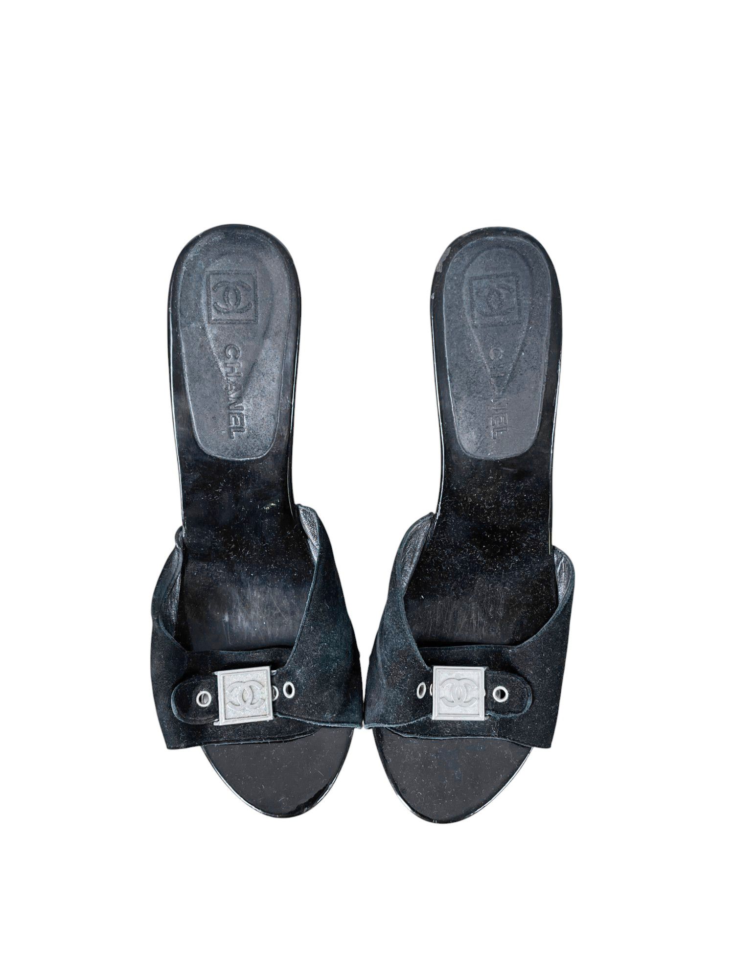 Chanel by Karl Lagerfield 2000's Leather Metal "CC" Logo Clogs Size US 9 / IT 39 - 5 Thumbnail