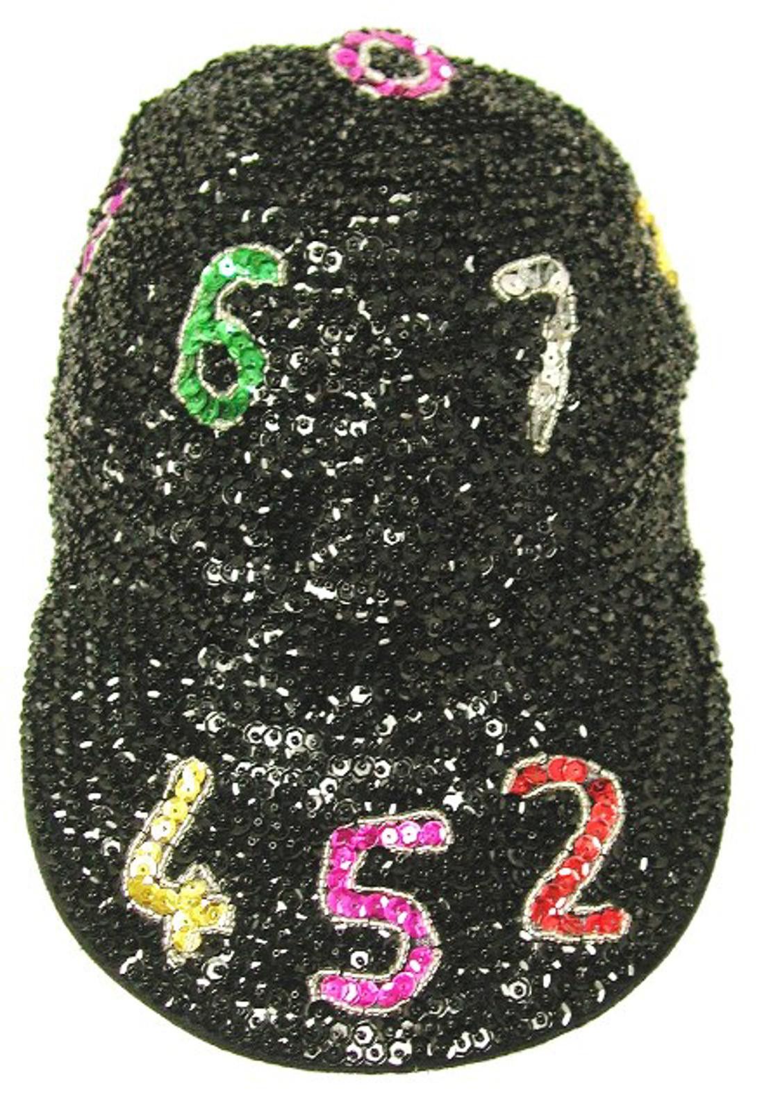 Designer Sequin Baseball Cap BLACK with COLOR NUMBERS Size ONE SIZE - 1 Preview