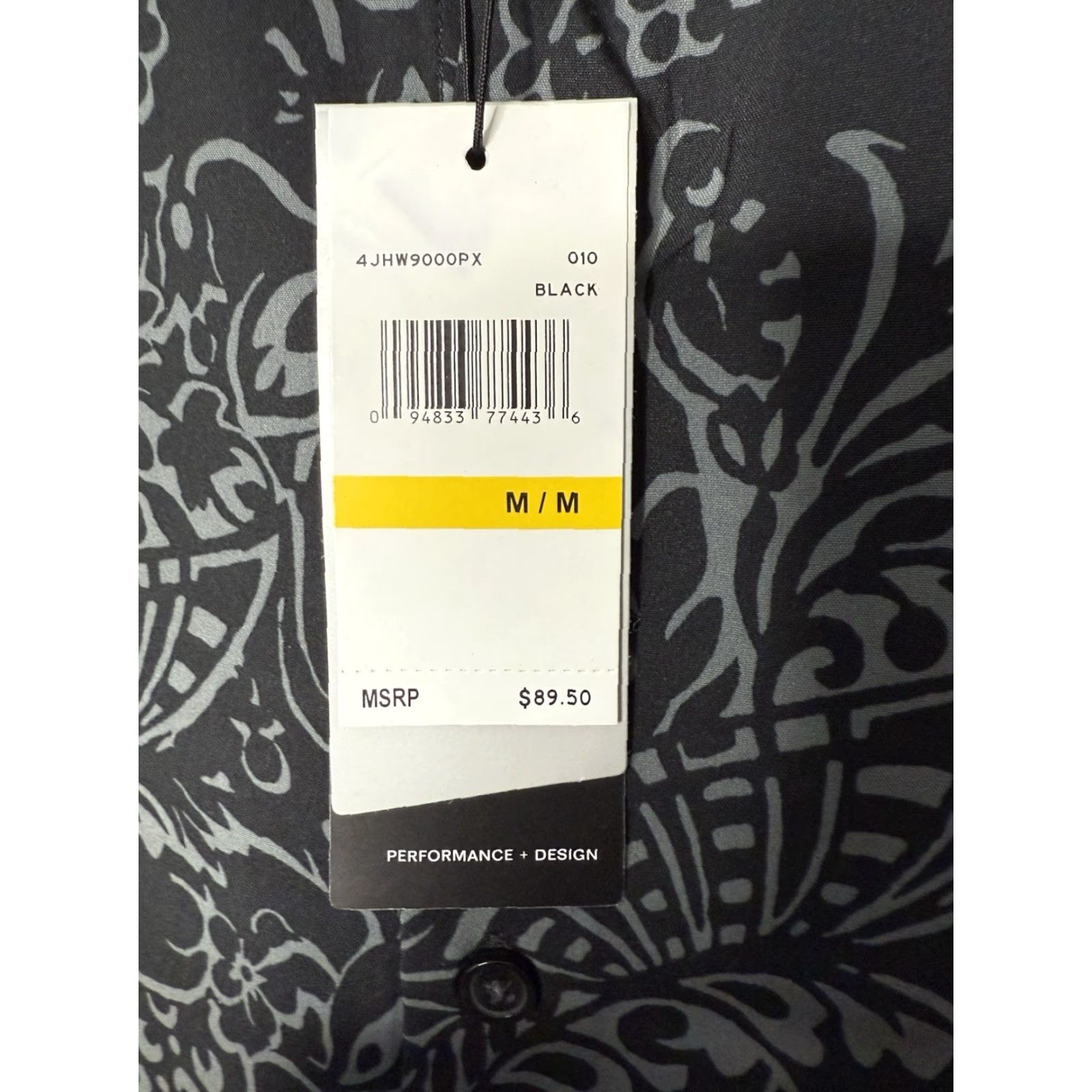 Perry Ellis Perry Ellis Mens Shirt Regular Slim Dress Shirt Long Sleeve Black 22" Chest 30" Long NWT Motion Stretch Floral Print Size US M / EU 48-50 / 2 - 4 Thumbnail