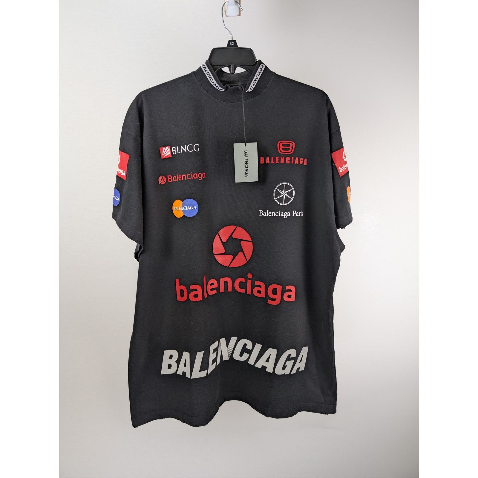 Balenciaga o1rshd1 Top League Vintage Jersey Short Sleeve Shirt Black Size US L / EU 52-54 / 3 - 2 Thumbnail