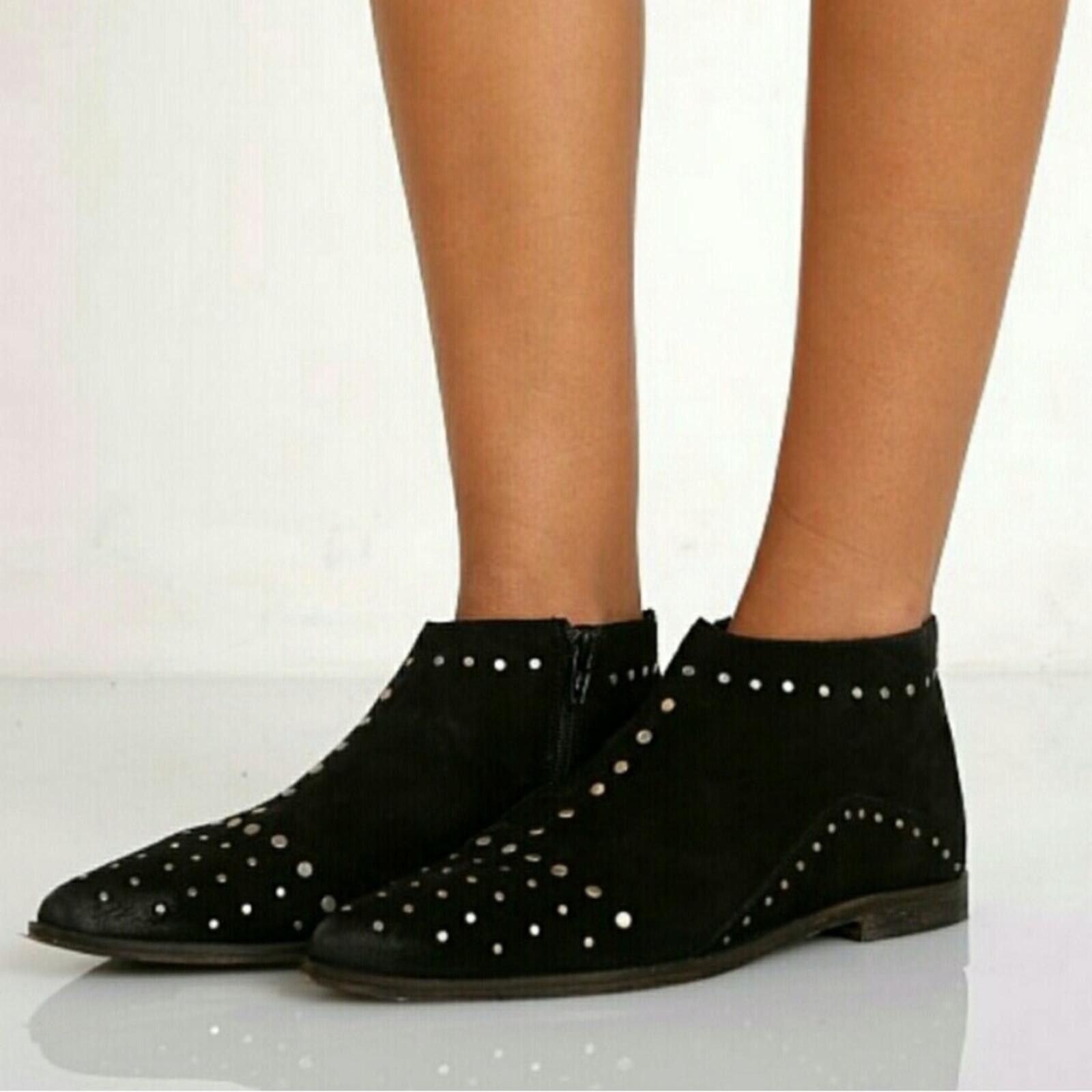 Free People Free People Black Studded Suede Ankle Boots Size US 8 / IT 38 - 1 Thumbnail