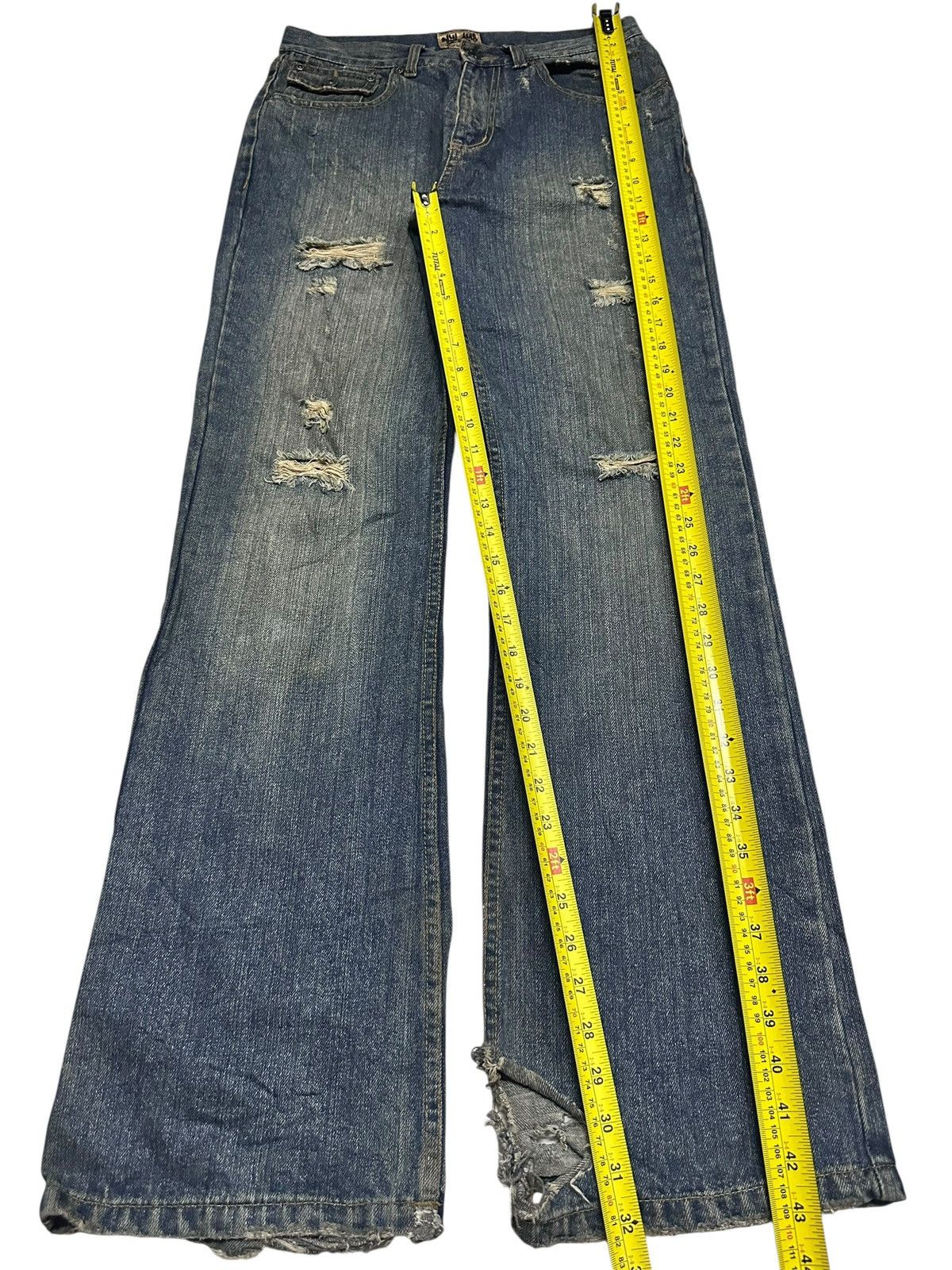 Japanese Brand Nylaus Vintage Distressed With Flare Wideleg Style & Mudwash Size US 31 - 15 Thumbnail
