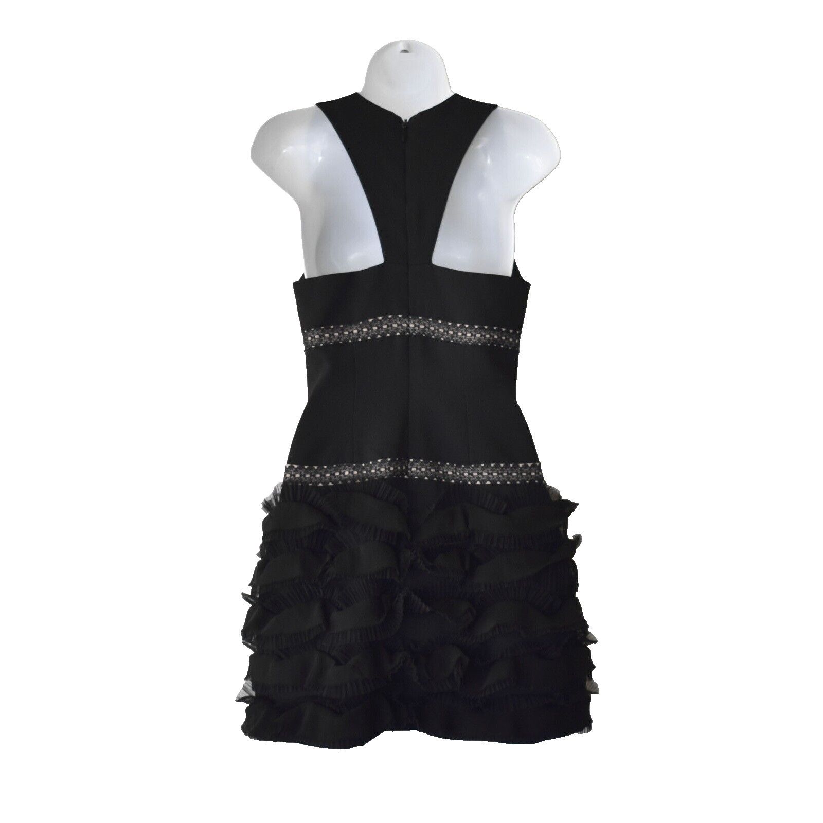 BCBG MAXAZRIA Black Lace Panelling Ruffle Skirt Dress Size 0 -  coffeafoods.com