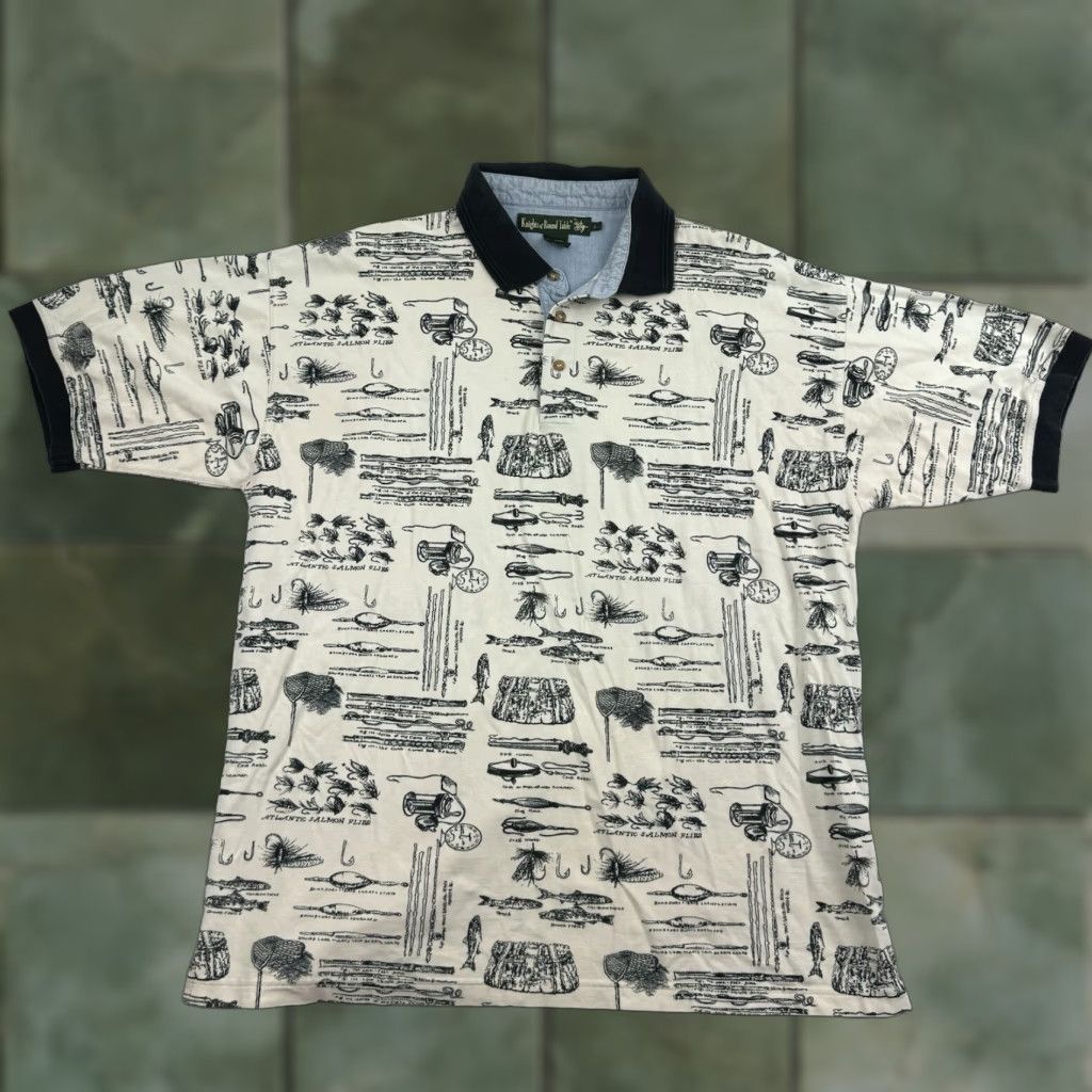 Vintage Vintage Knights Of Round Table Polo Shirt Print Fishing Lure Cream Large Adult Size US L / EU 52-54 / 3 - 1 Thumbnail