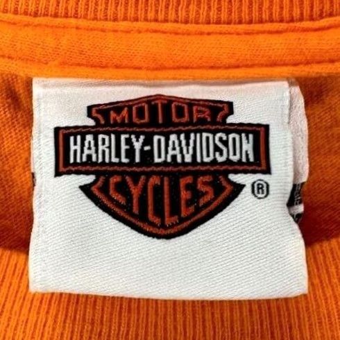 Harley Davidson VINTAGE Harley-Davidson T-Shirt Mens Large Orange Graphic Beefy Tee Made In USA Size US L / EU 52-54 / 3 - 3 Thumbnail