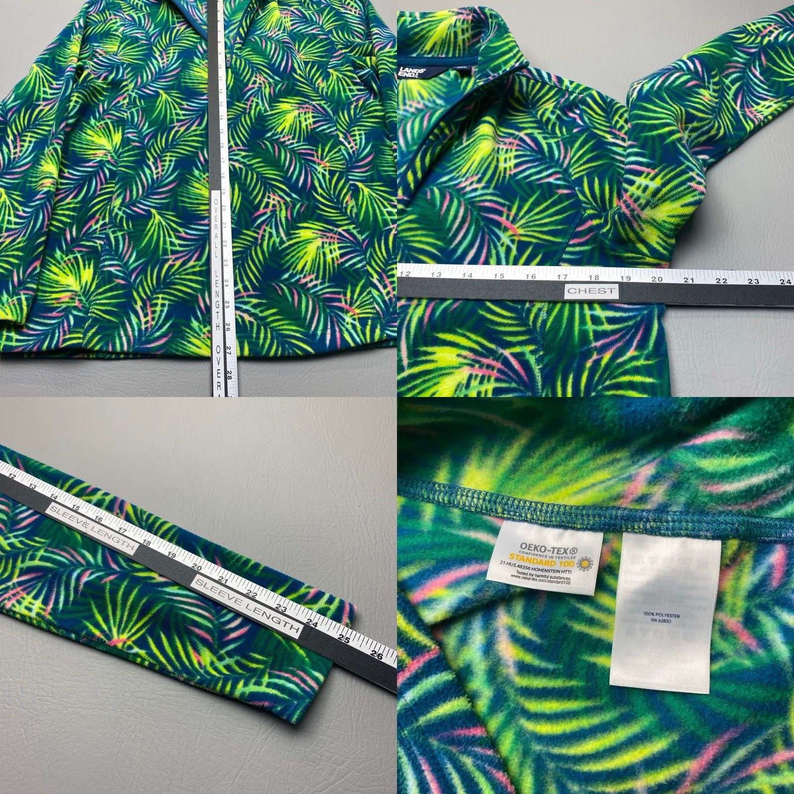 Lands' End VINTAGE Lands' End Anyweather Fleece Pullover Womens Medium 10-12 1/4 Zip Tropical 8157 Size M / US 6-8 / IT 42-44 - 8 Thumbnail