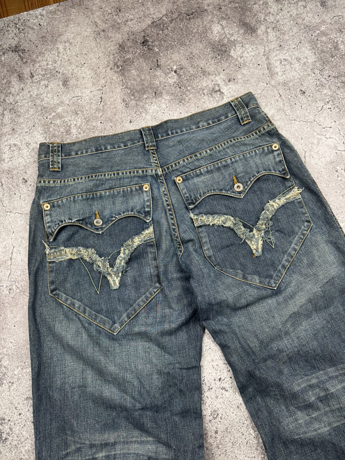 Japanese Brand Vintage Flared Jeans Baggy Wide Japanese Y2K Avant Garde Size US 34 / EU 50 - 8 Thumbnail