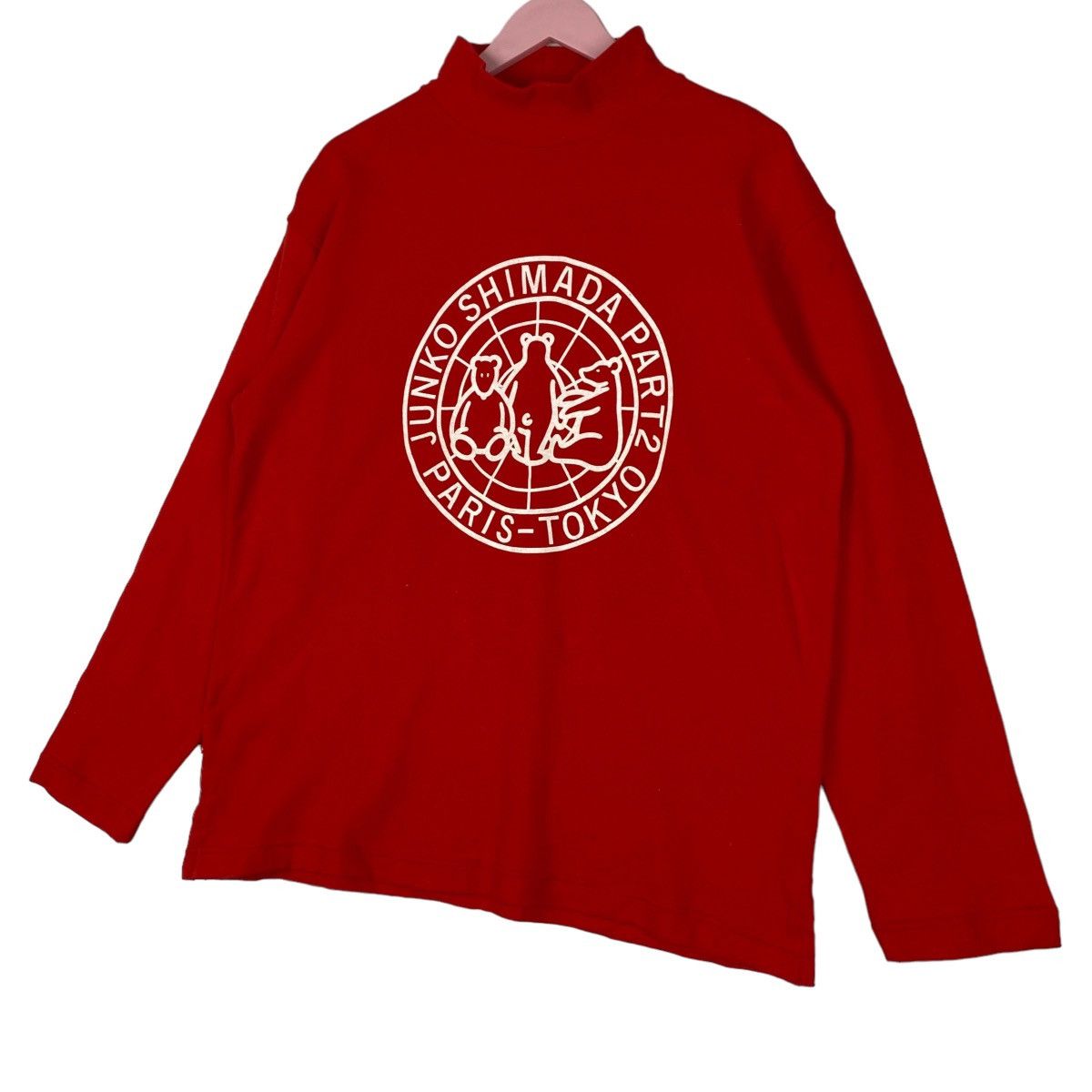Junko Shimada × Vintage Vintage Jungko Shimada Printed Turtleneck Sweatshirt Red Size M / US 6-8 / IT 42-44 - 2 Thumbnail