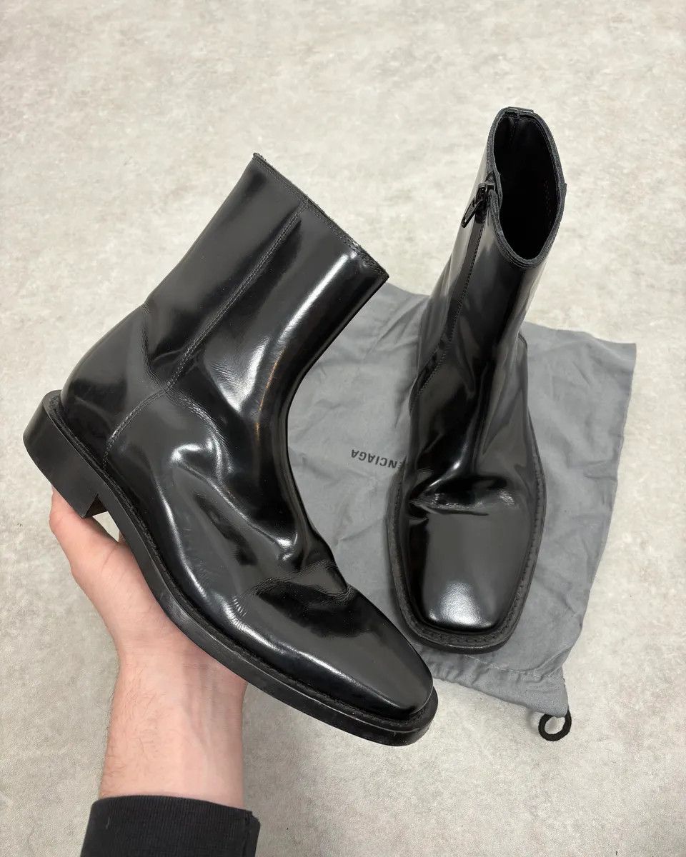 Balenciaga Balenciaga Black Squared Leather Boots Size US 7.5 / IT 37.5 - 1 Thumbnail