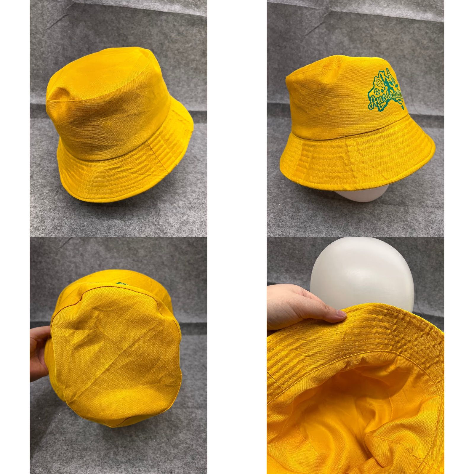 Vintage Australia Bucket Hat Adult One Size Yellow Polyester Blend Beach Outdoor Sports Hat Size ONE SIZE - 8 Thumbnail