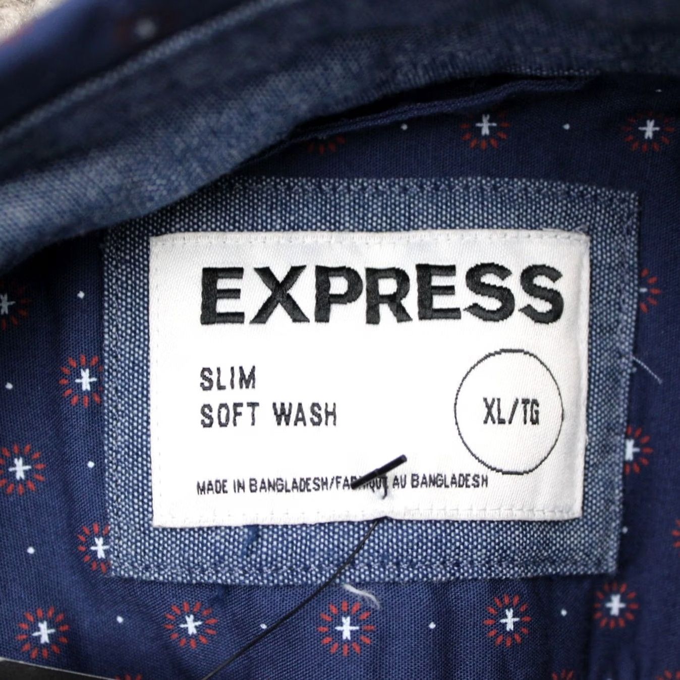 Express Express Shirt Mens XL Blue Geometric Button-Up Slim Fit Long Sleeve NWT Size US XL / EU 56 / 4 - 6 Thumbnail