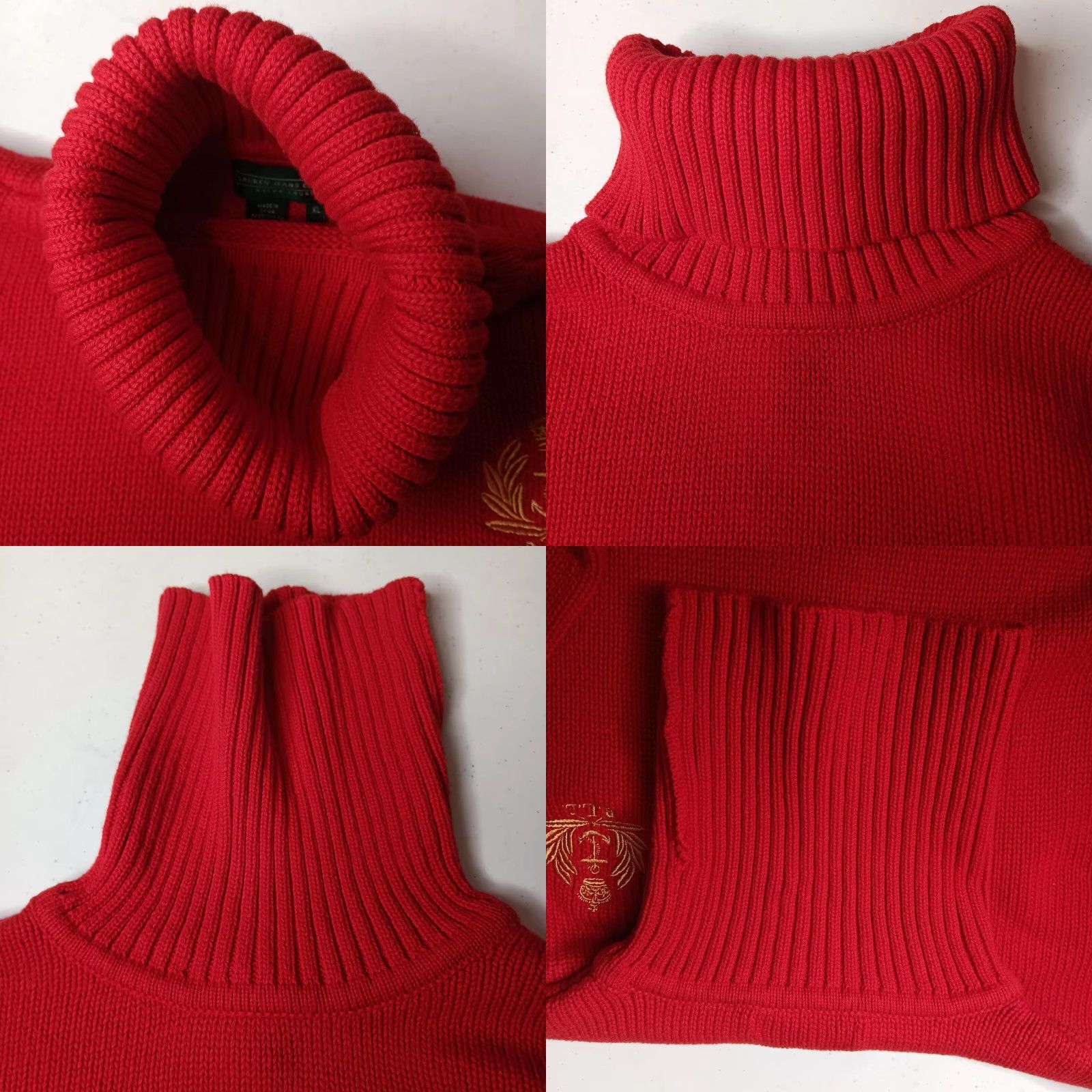 Ralph Lauren Ralph Lauren Jeans Company Sweater XL Turtleneck Red Gold Anchor Crest Nautical Preppy Size XL / US 12-14 / IT 48-50 - 9 Thumbnail