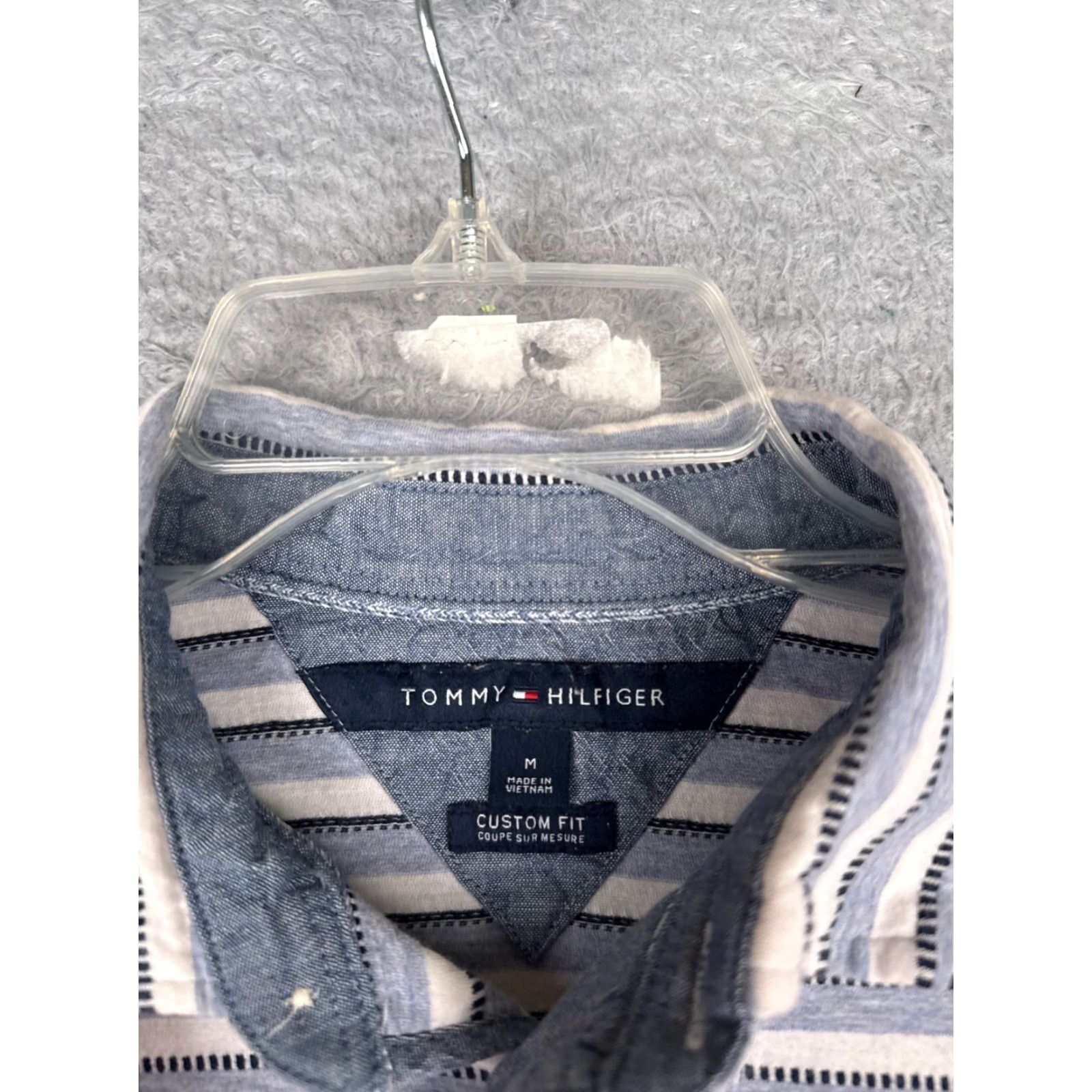 Tommy Hilfiger Tommy Hilfiger Polo Shirt Men Medium Blue Stripe 100% Cotton Custom Fit Size US M / EU 48-50 / 2 - 6 Thumbnail