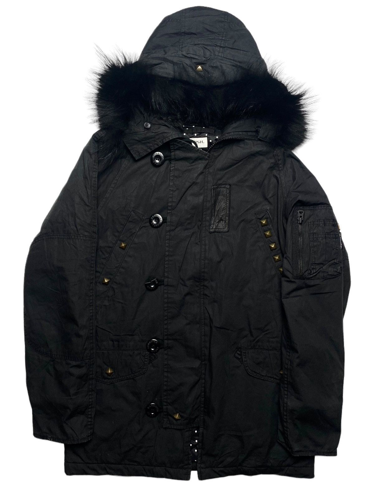 image of 14Th Addiction x Alpha Industries 2000S Vanquish X Alpha Industries - Fur Hoodie Jacket in Black (S