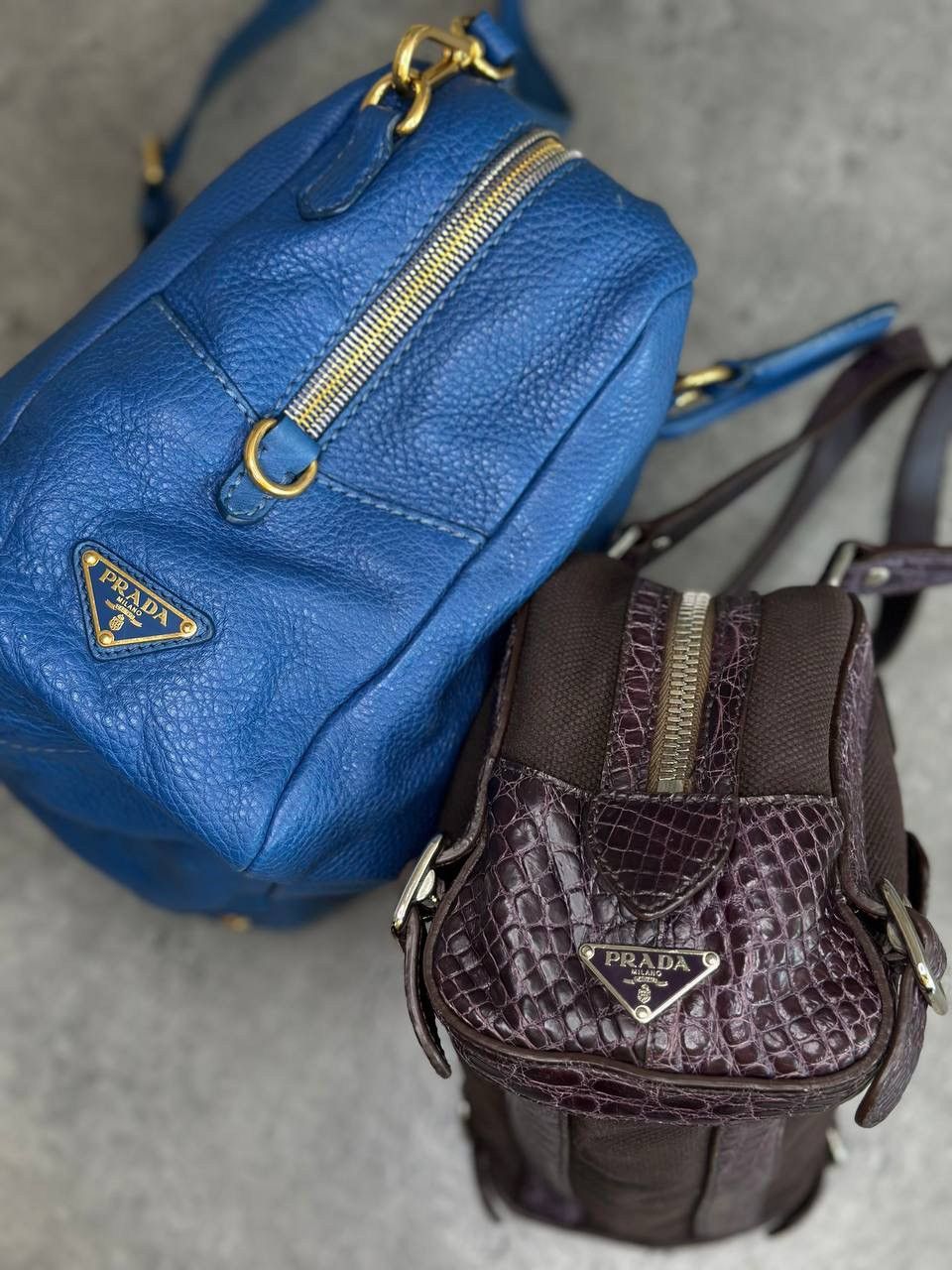 Dior Prada Vitello Zipper Buckle Bag Bowling crocodile purple Size ONE SIZE - 24 Thumbnail
