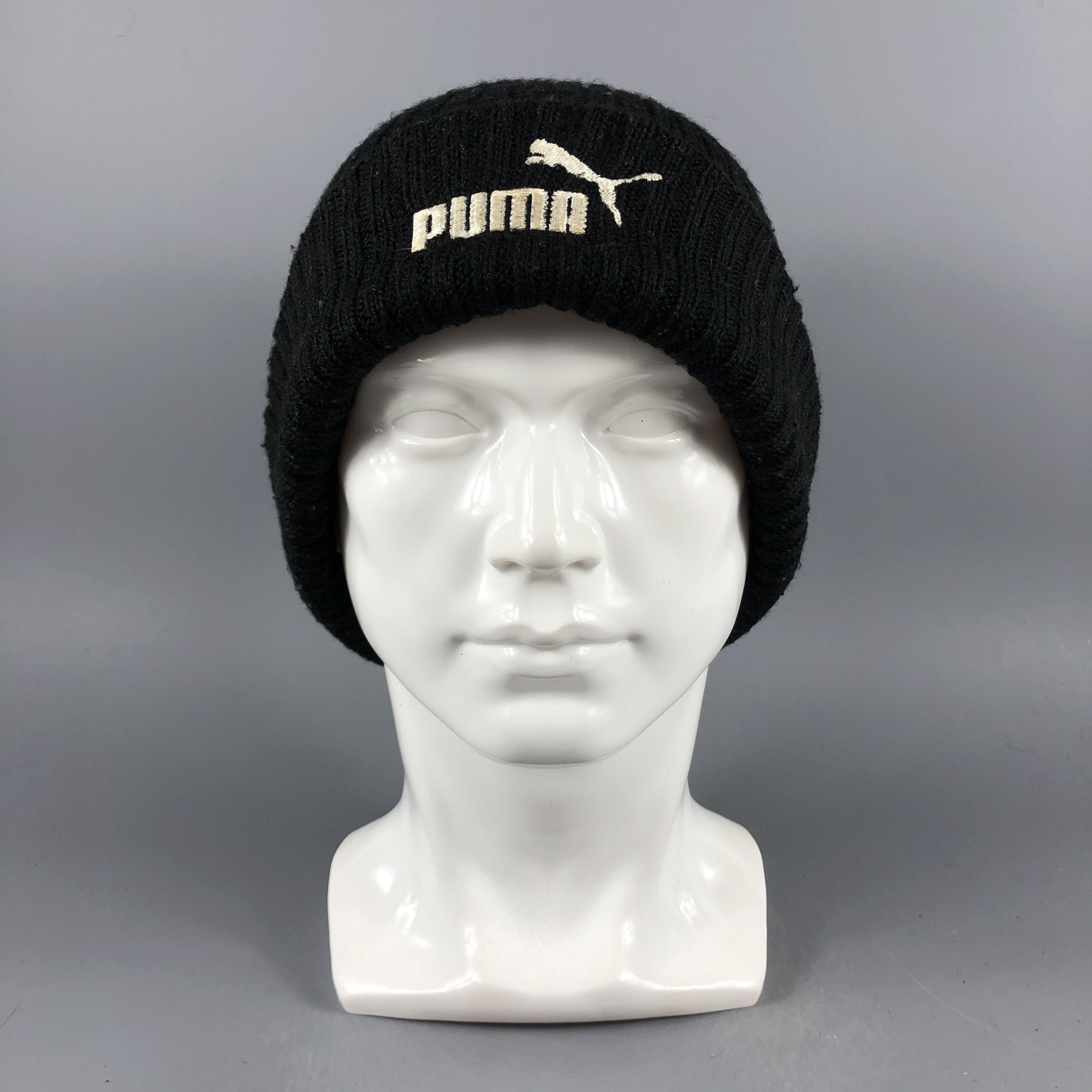 Puma × Vintage Puma Ribbed Black Beanie Snow Hat Snow Cap -D1085 Size ONE SIZE - 8 Thumbnail
