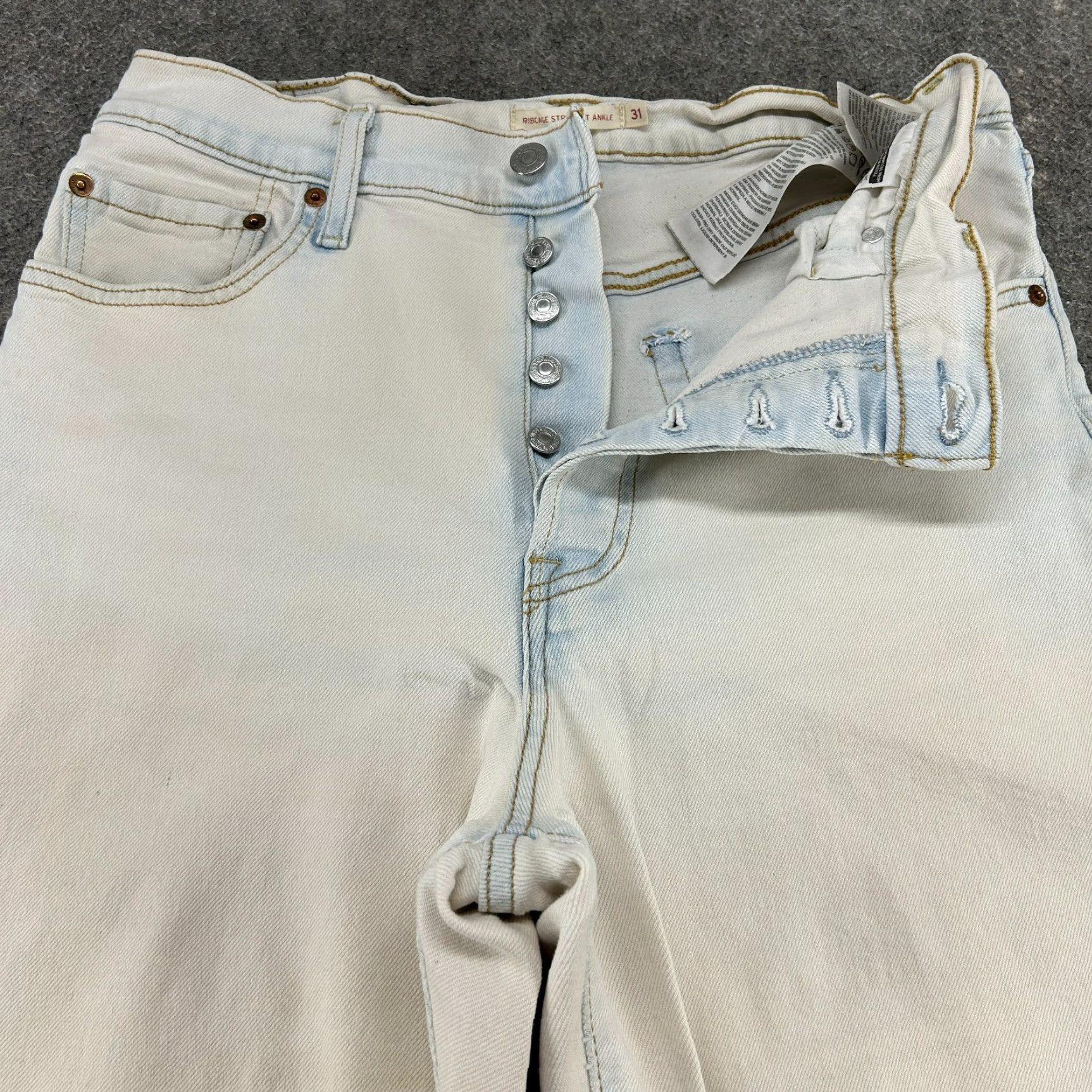 Levi's Levi's Jeans 31x27 Blue Light Wash Distressed 501 Ribcage Ankle Womens Regular Cotton Lyosil Versatile 80s 90s Retro Size 24" / US 00 / IT 34 - 2 Thumbnail