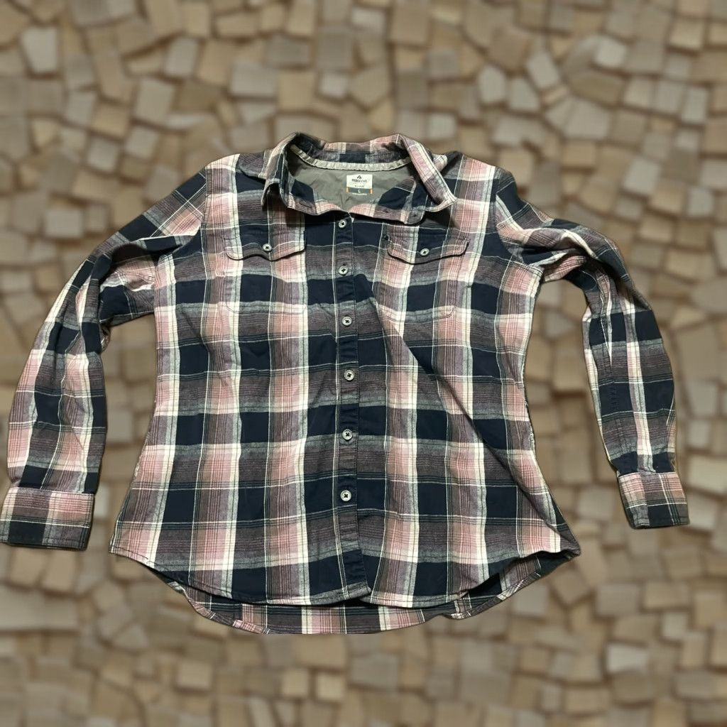 Vintage Ridgecut Shirt Womens Large Blue Gray Pink Plaid Button Up Long Sleeve Casual Fall Spring Summer Size L / US 10 / IT 46 - 1 Thumbnail