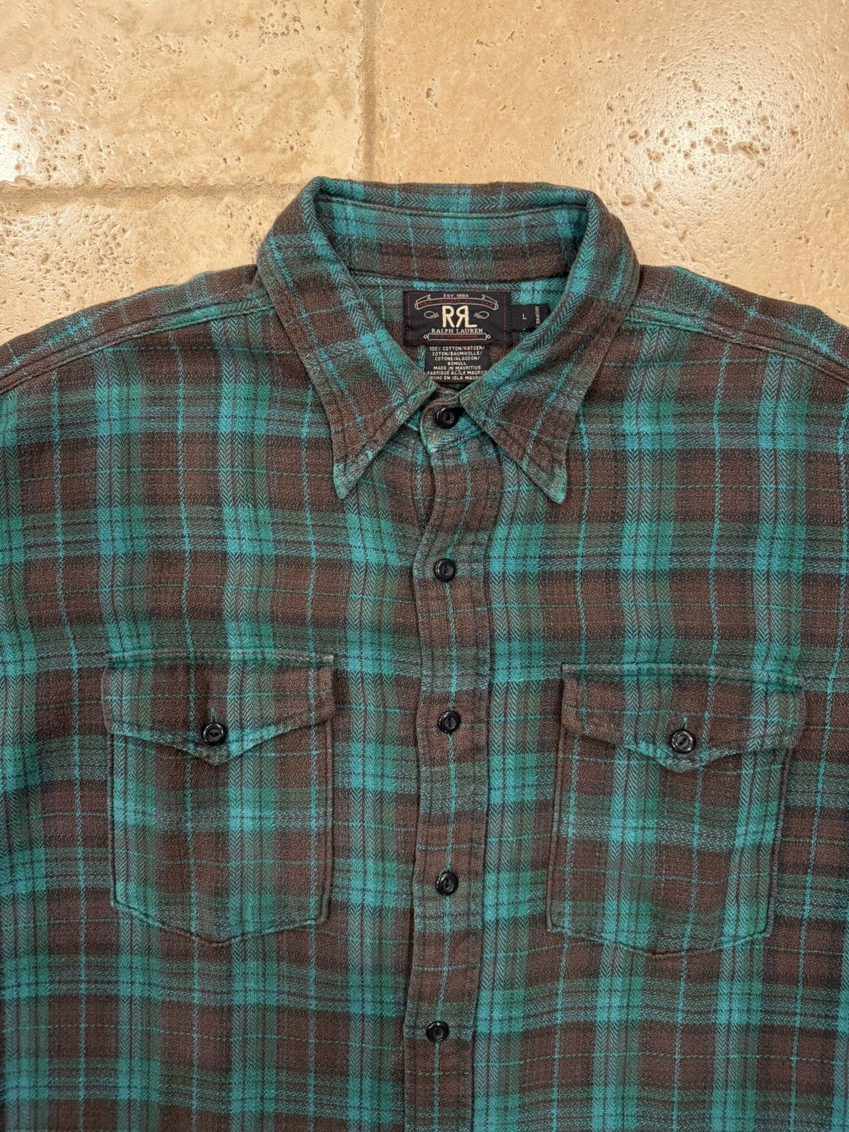 RRL Ralph Lauren RRL Ralph Lauren Vintage 90s Green/Brown Check Flannel Shirt Size US L / EU 52-54 / 3 - 11 Thumbnail