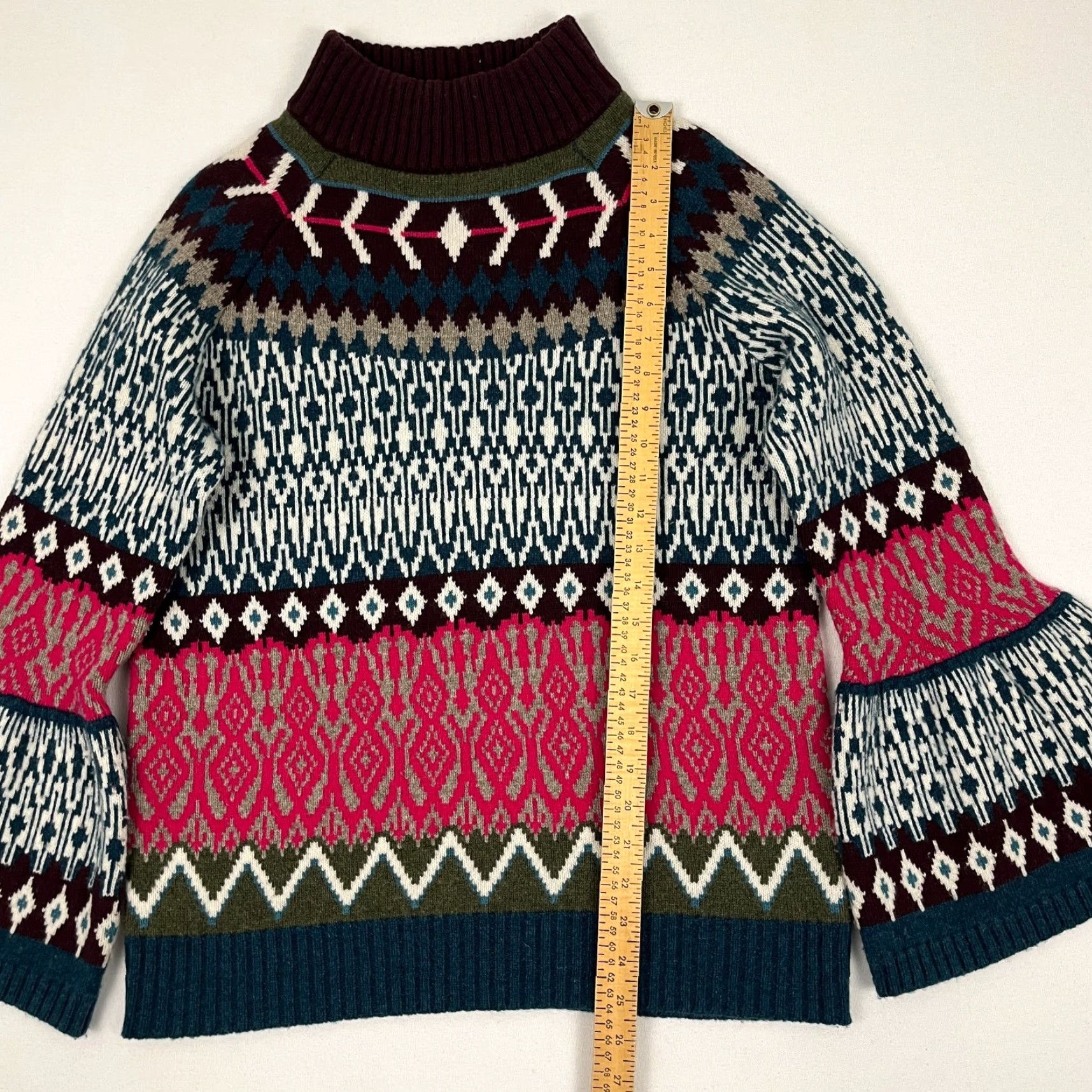 Vintage Carlisle Collection Sweater Womens Medium Merino Wool Nordic Motif Flared Preppy Size M / US 6-8 / IT 42-44 - 2 Thumbnail