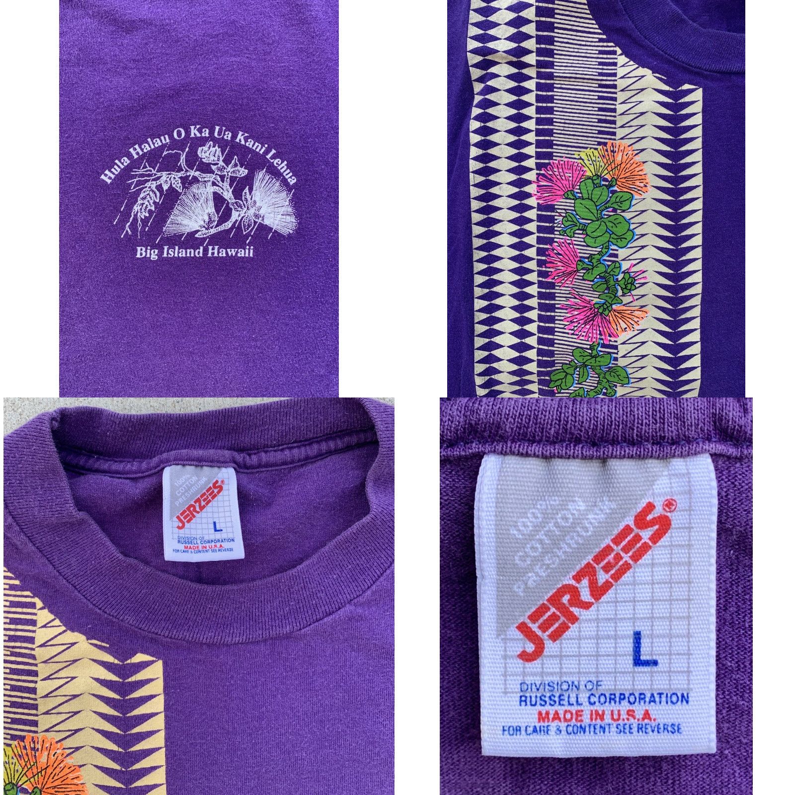 Jerzees VINTAGE Jerzees T-Shirt Men L Purple Hawaiian Graphic Print 1995 Johnny Lum Ho Hula Halau O Ka Ua Kani Lehua Hawaii Shirt Size US L / EU 52-54 / 3 - 9 Thumbnail