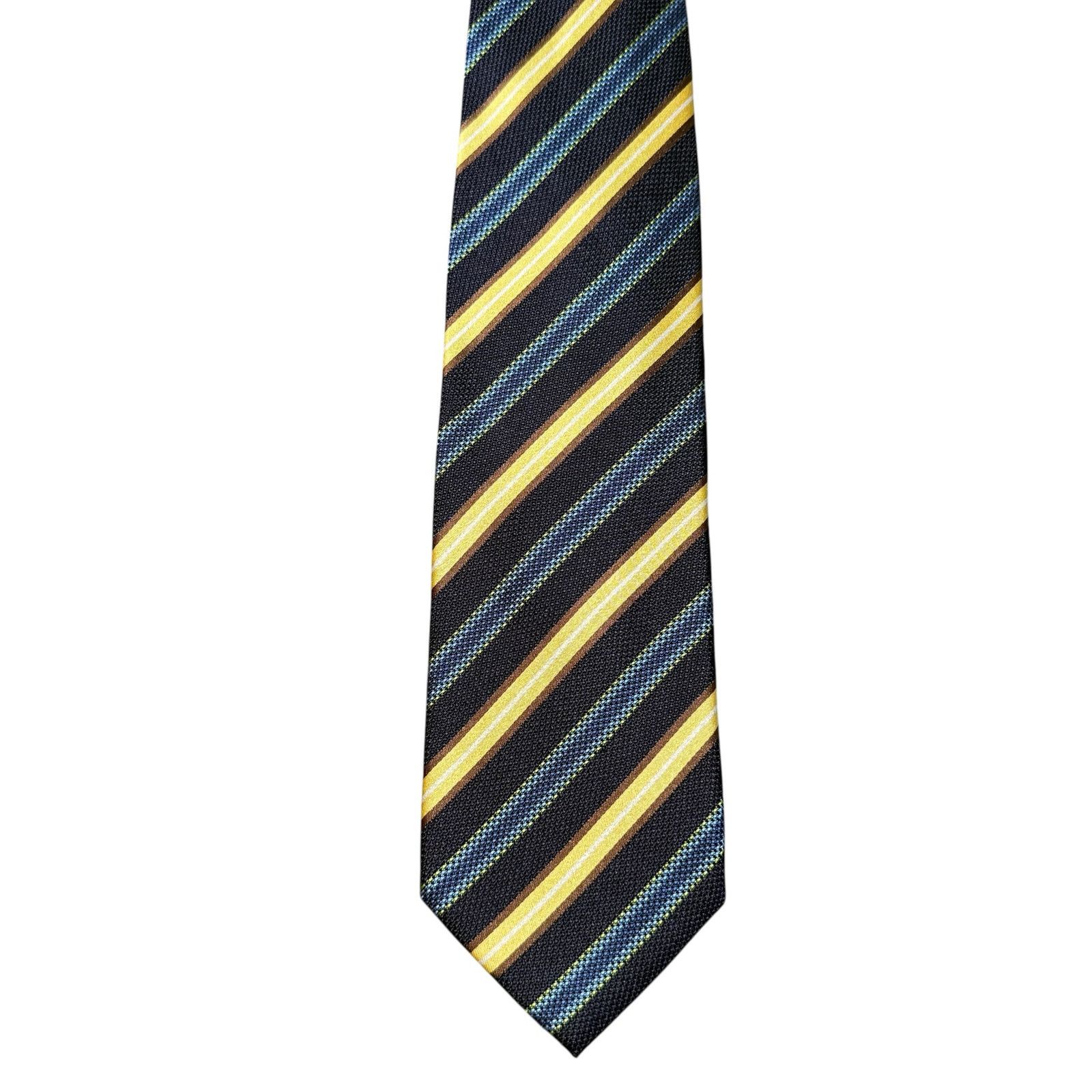 Other Massimo Bizzocchi Silk Tie Necktie Stripes Striped Blue Gold Size ONE SIZE - 7 Thumbnail