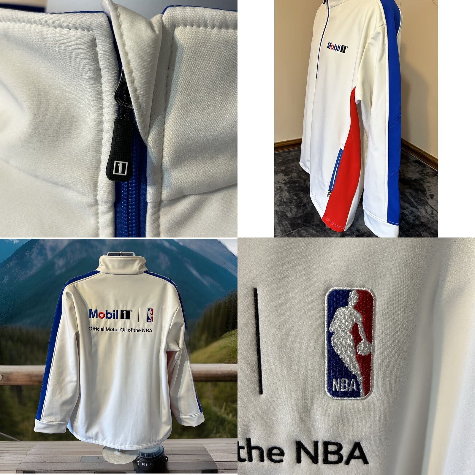 NBA VINTAGE Mobile 1 Racing Coat Jacket Men XL Full Zip Red White Blue NBA Logo Embroidered Size US XL / EU 56 / 4 - 11 Thumbnail