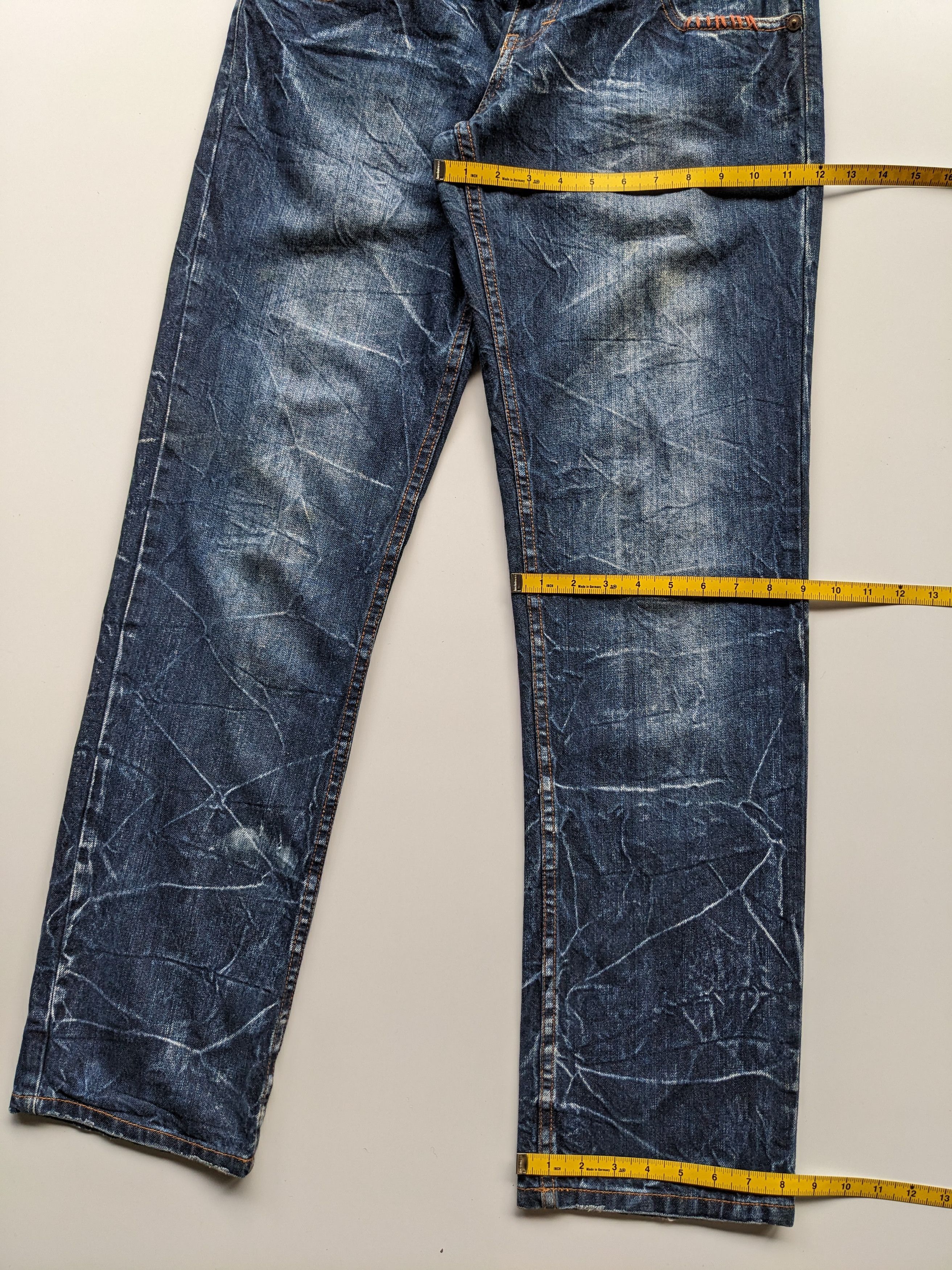 Japanese Brand Nylaus clawmark faded double waist jeans Size US 33 - 8 Thumbnail