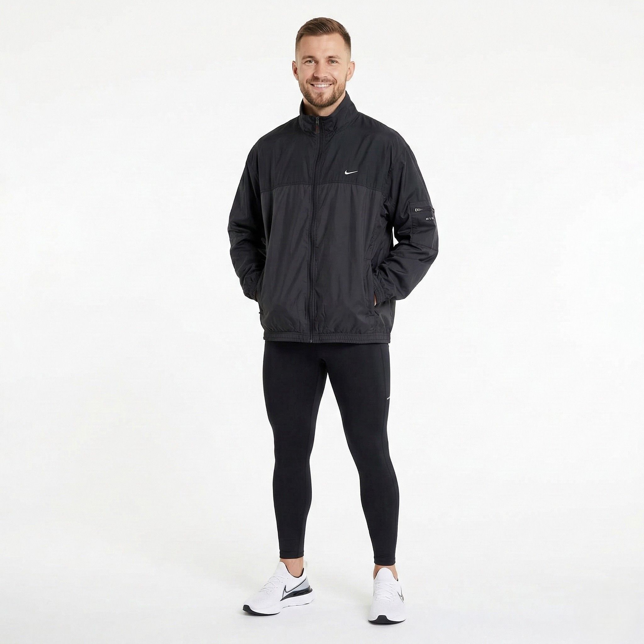 Nike Nike Men L 183 Jacket Black Nylon Waterproof Top 1415 Size US L / EU 52-54 / 3 - 1 Thumbnail