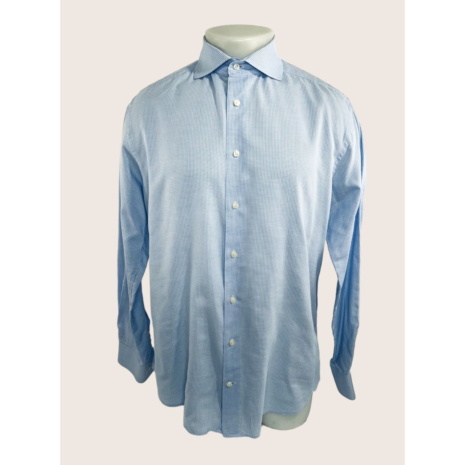 Suitsupply SUIT SUPPLY Plaid Check 16 / 41 Cotton Two Ply Shirt EXCELLENT Dress Shirt Men Blue White 100% Cotton Slim Fit? Size US L / EU 52-54 / 3 - 1 Thumbnail