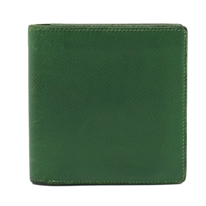 Hermes Men,Women Leather Bill Wallet (bi-fold) Dark Green