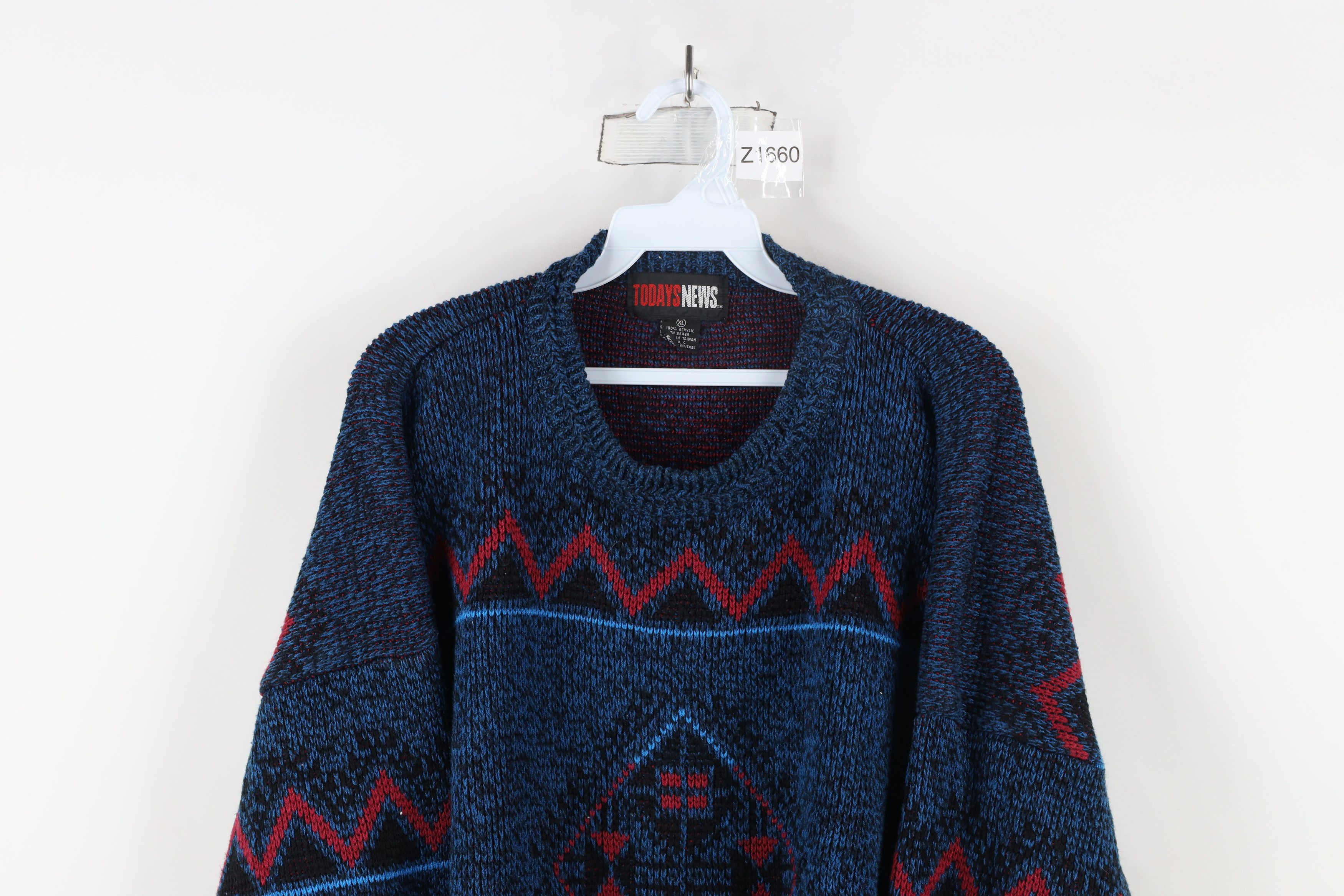 Vintage Vintage 90s Streetwear Southwestern Geometric Knit Sweater Size XL / US 12-14 / IT 48-50 - 2 Thumbnail