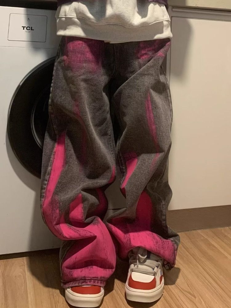 Japanese Brand × Vintage Women's Baggy Pink Jeans Size 31" - 1 Thumbnail