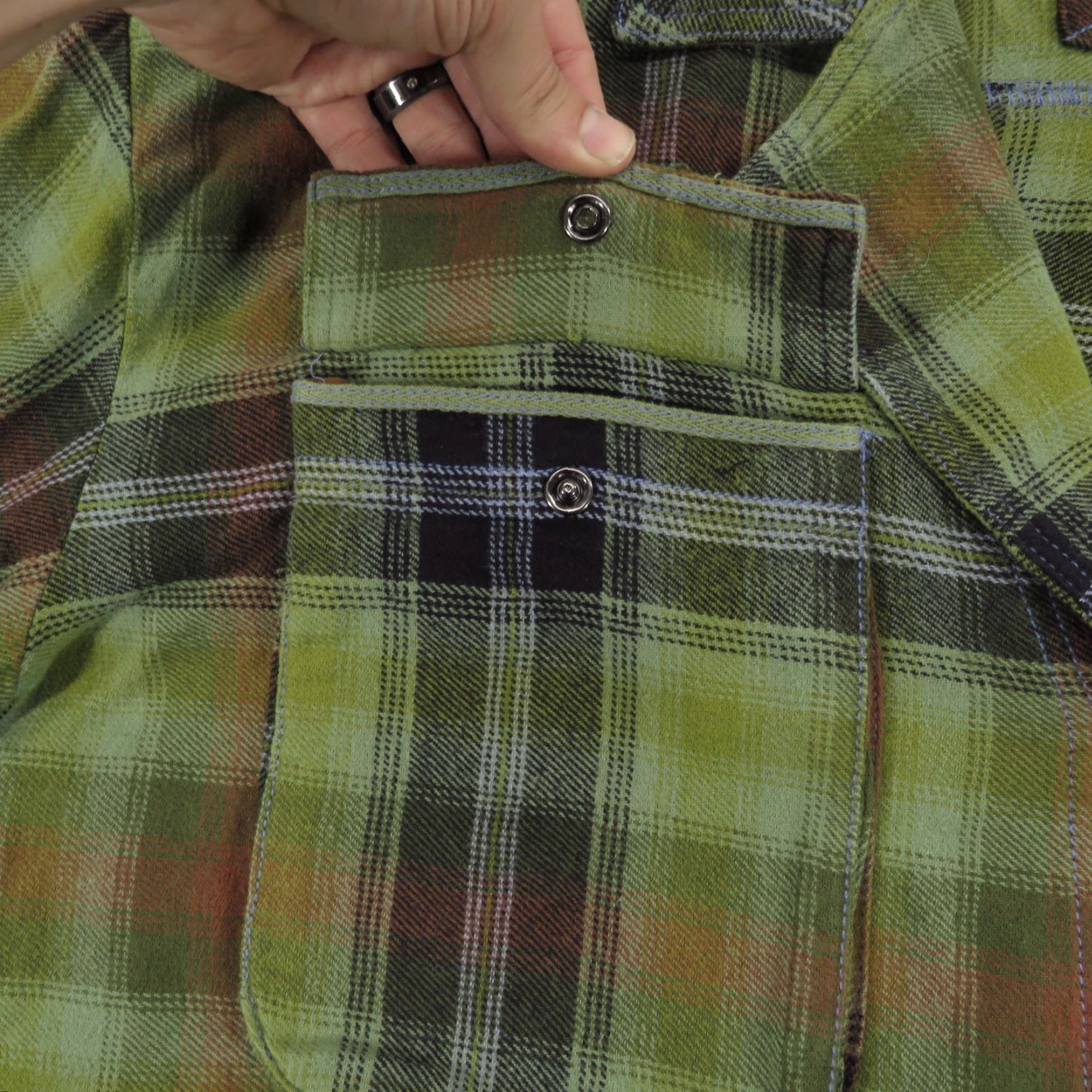 Vintage We The Free Top Womens Large Olive Plaid Oversized Cargo Snap Shacket Cozy Camp Size L / US 10 / IT 46 - 4 Thumbnail
