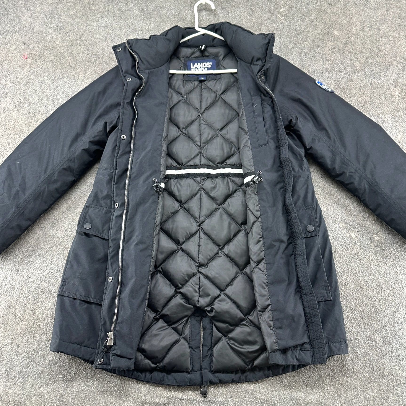 Lands' End Lands' End Jacket Womens M Black Parka Quilted Lined Full Zip Polyester Long Jacket Size M / US 6-8 / IT 42-44 - 6 Thumbnail