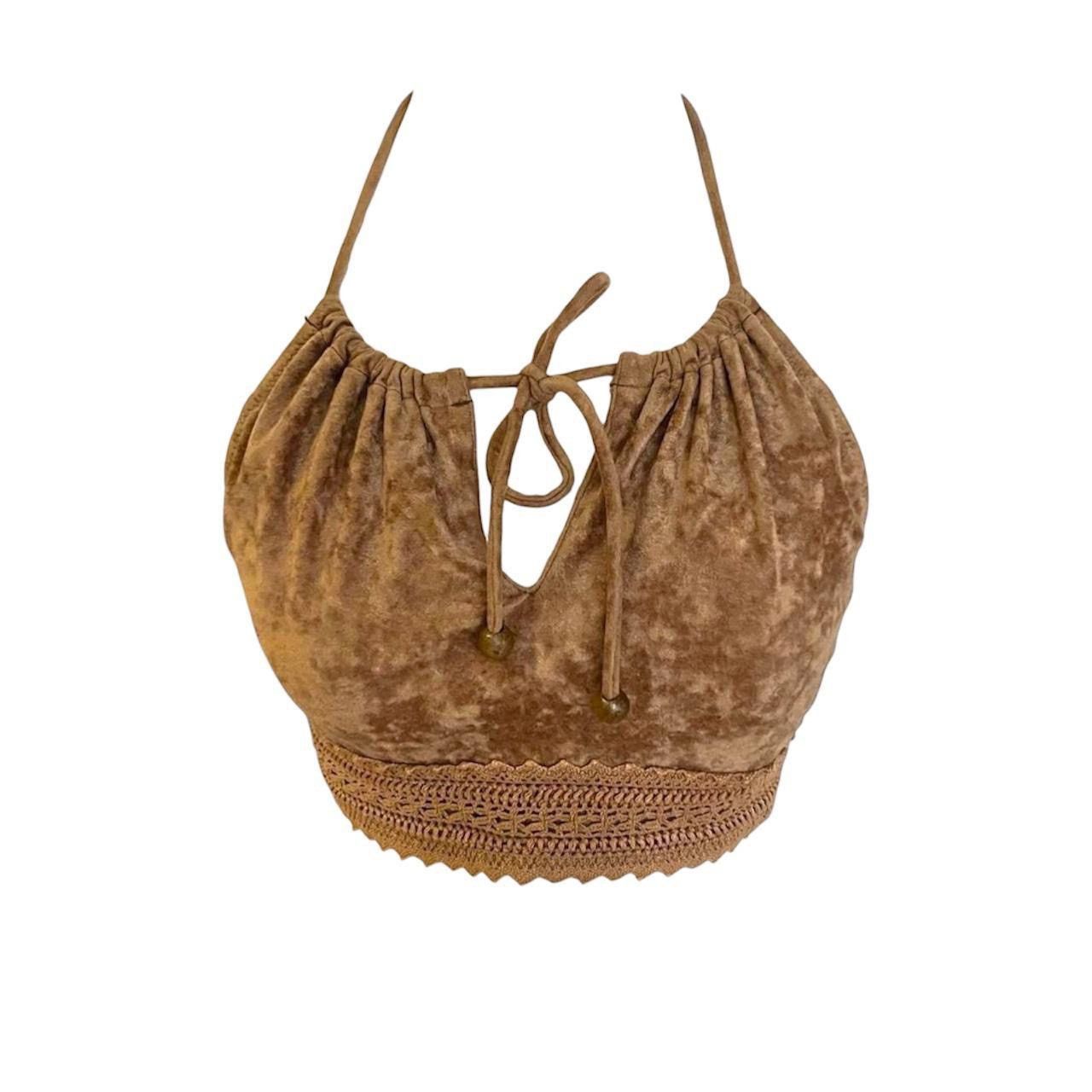 Other suede padded halter top with beaded detail & adjustable tie Size S / US 4 / IT 40 - 1 Thumbnail
