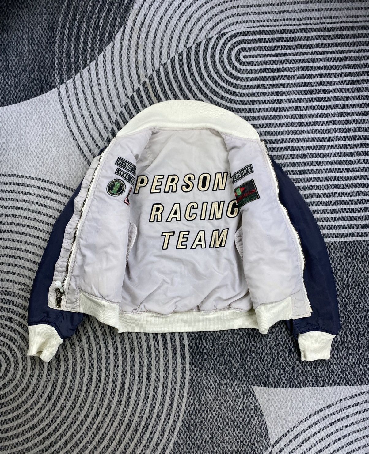 Vintage Vtg Person Racing Team Riversible Bomber Jacket With Patches Size US L / EU 52-54 / 3 - 11 Thumbnail