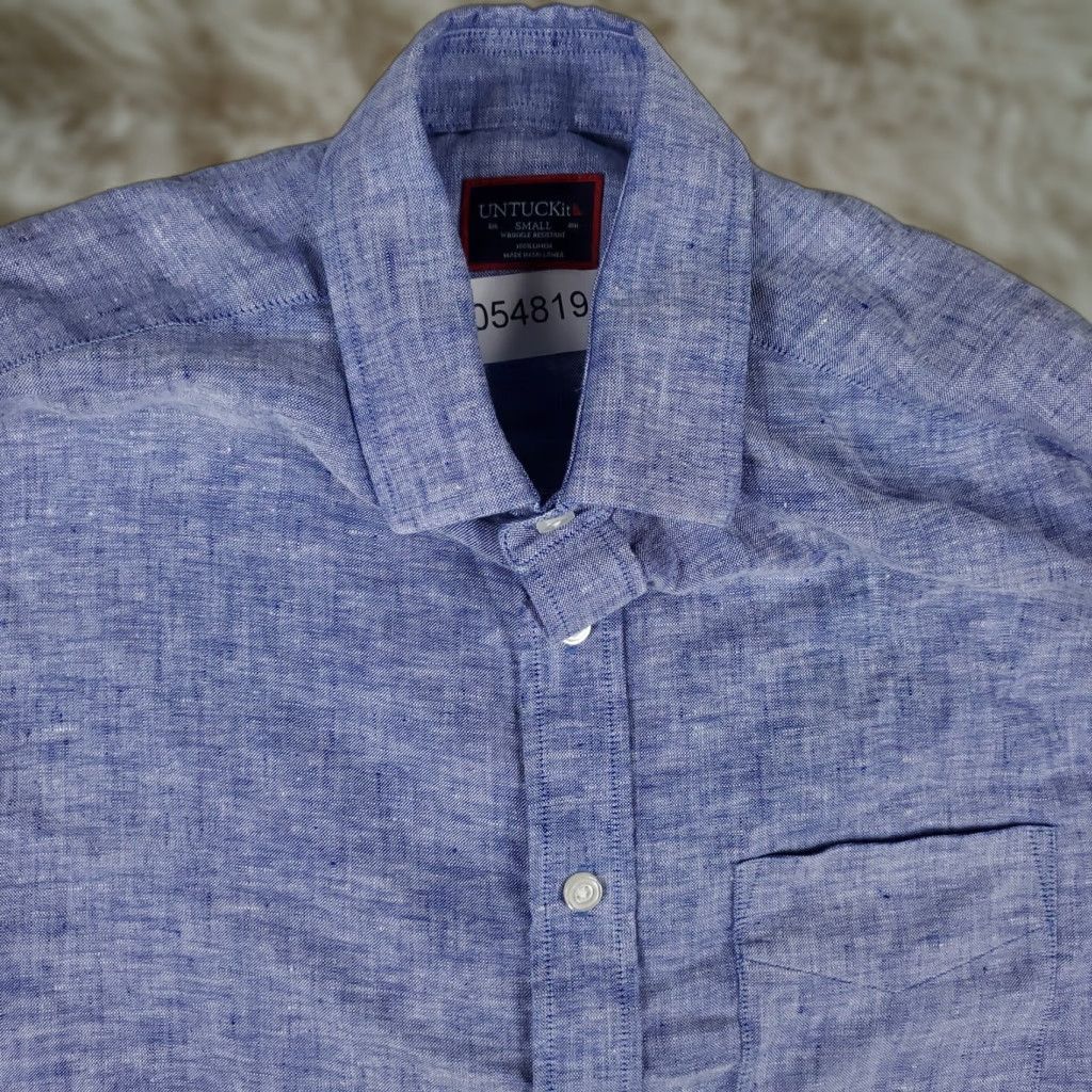 UNTUCKit UNTUCKit Blue Linen Button-Up Shirt Mens Small Short Sleeve Casual Size US S / EU 44-46 / 1 - 1 Thumbnail