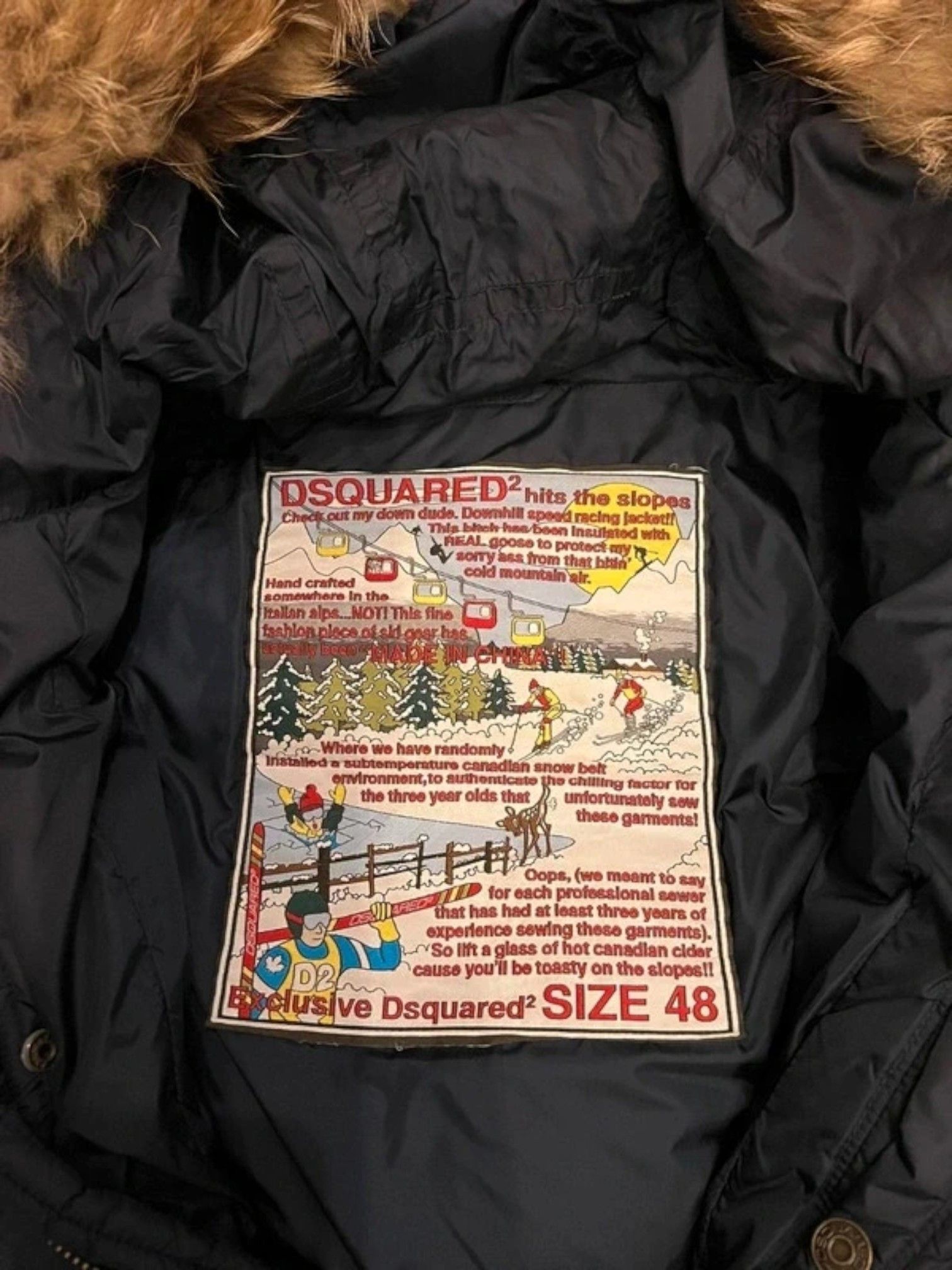 Dsquared2 Dsquared² Down Ski Jacket w “Rebel-D2” Patch & Fur Trim Hood Size US M / EU 48-50 / 2 - 3 Thumbnail