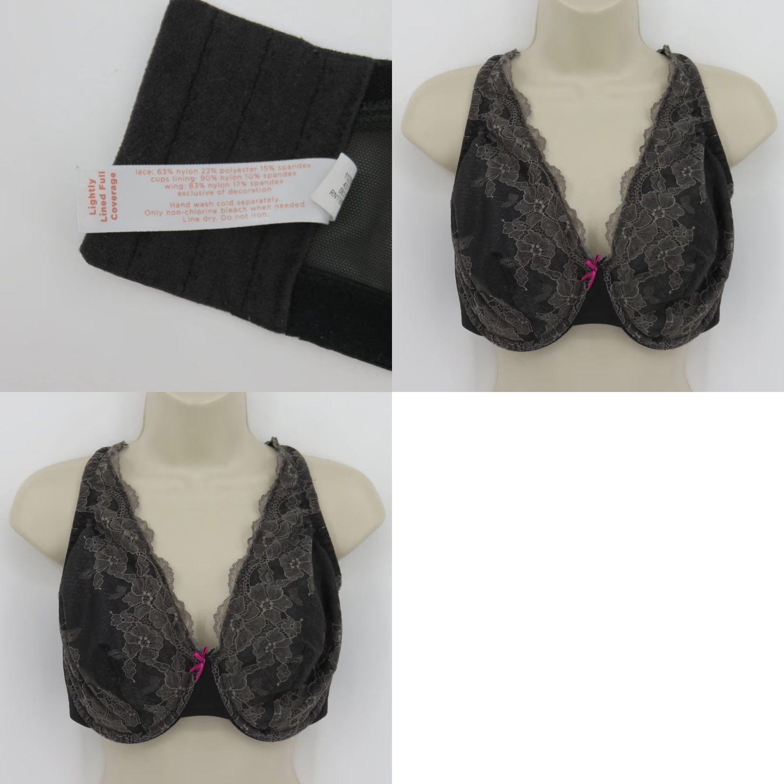 Vintage **Cacique 44D Underwired Lightly Lined Full Coverage Bra Black** User: **Cacique 44D Lightly Lined Full Coverage Bra Black** Size ONE SIZE - 9 Thumbnail