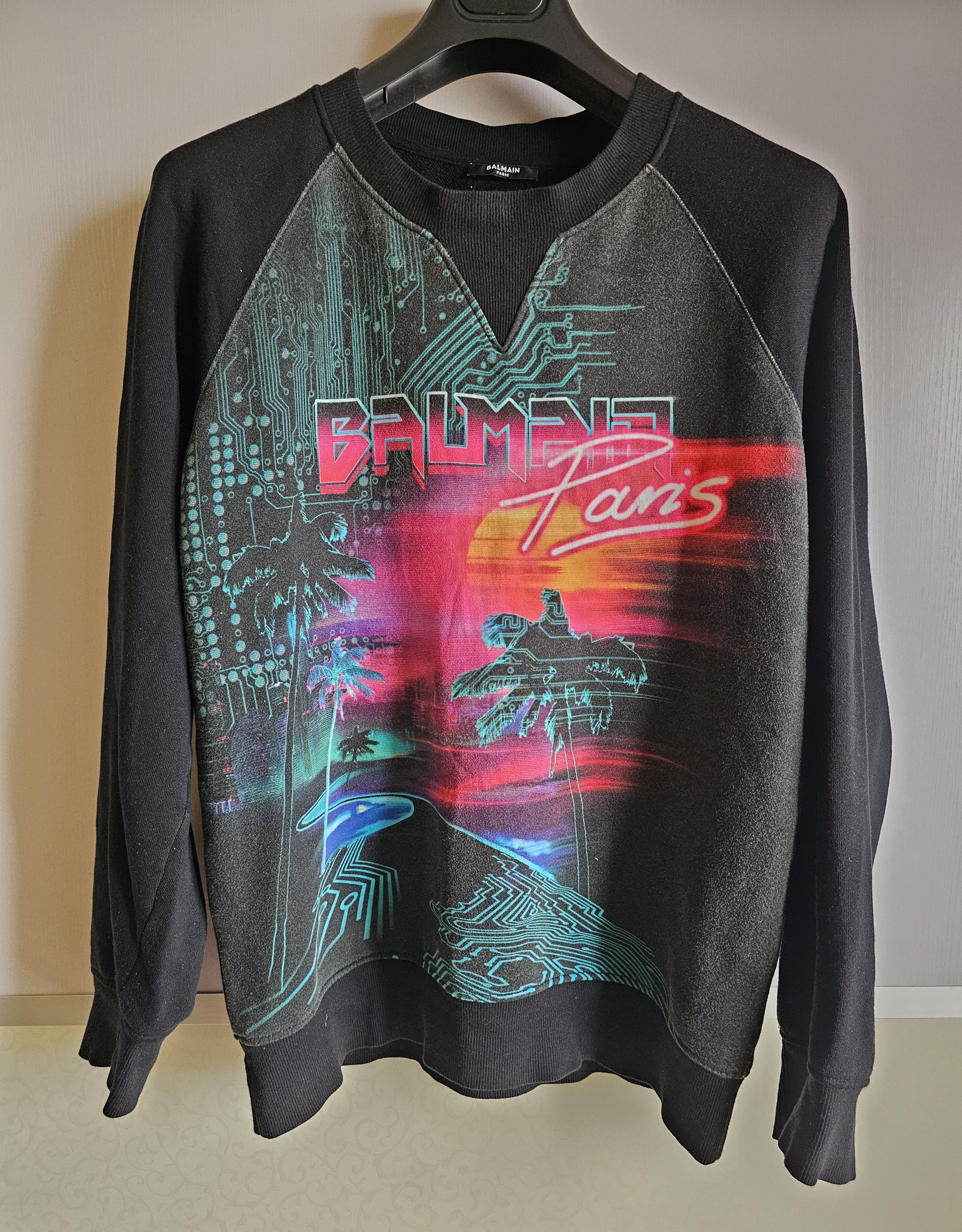 Balmain Balmain Men's Palm Tree Graphic Sweatshirt Size S Size US S / EU 44-46 / 1 - 1 Thumbnail