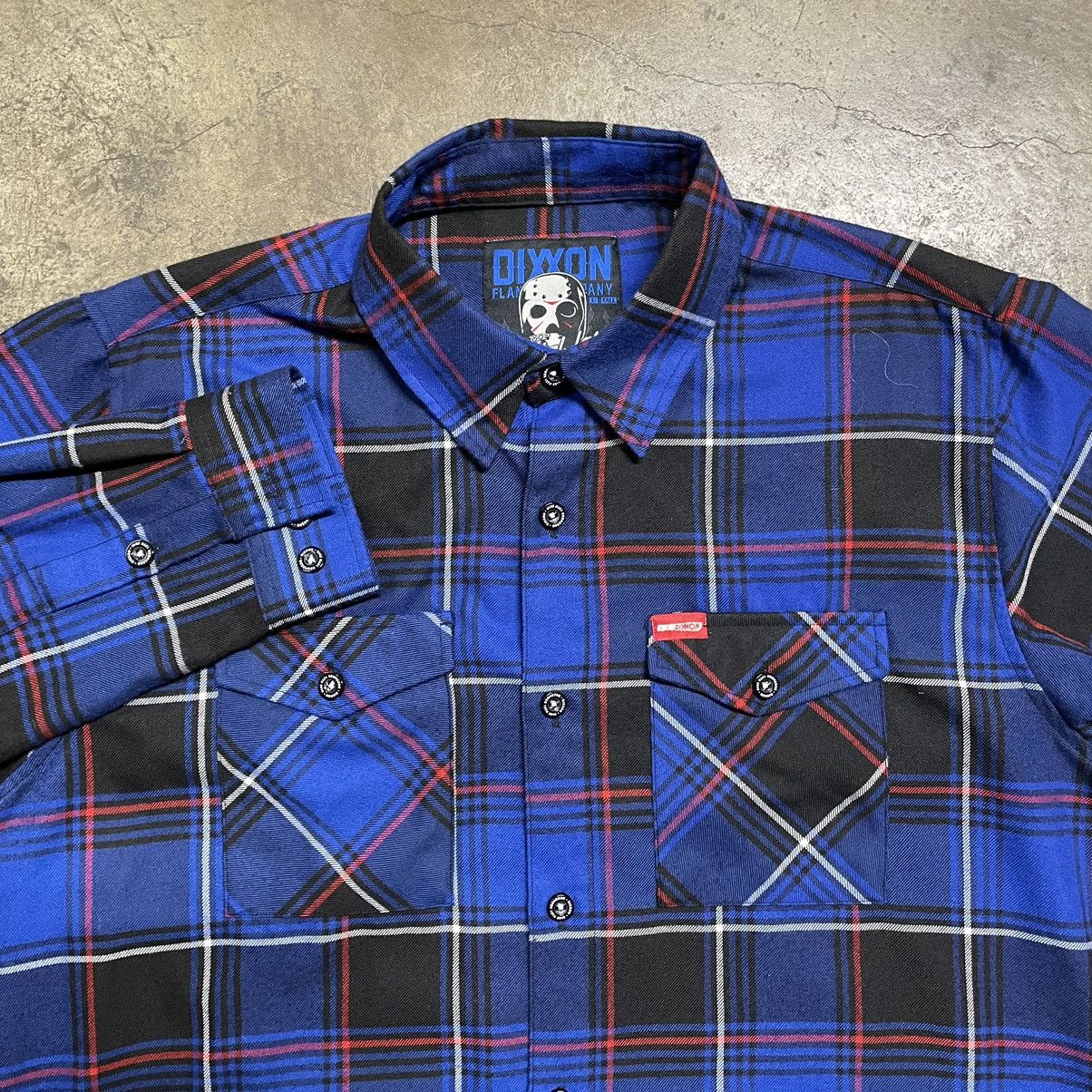 image of Dixxon Flannel “Crystal Lake” Jason Button Up Shirt in Blue, Men's (Size Large)
