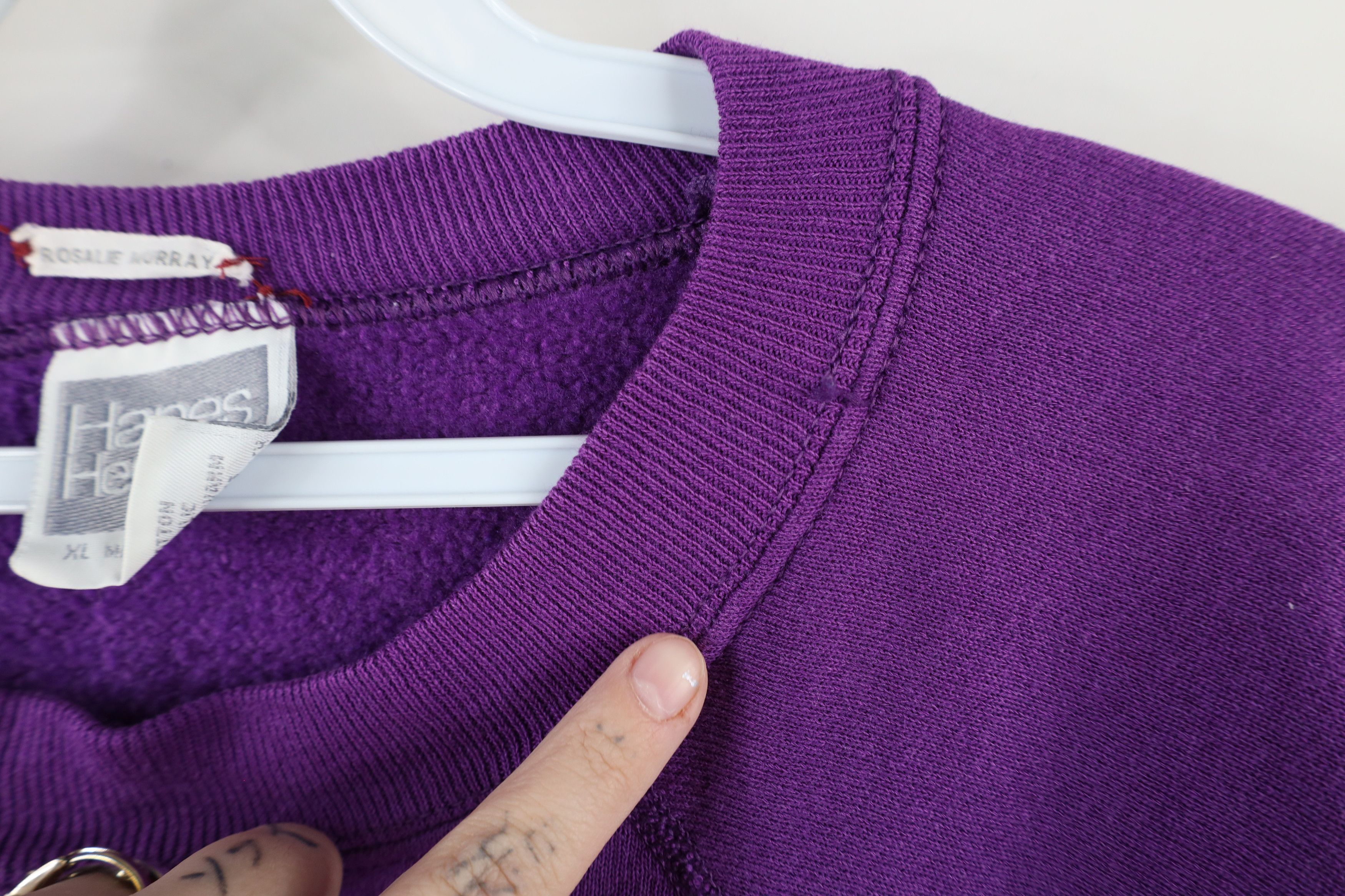 Vintage Vintage 90s Streetwear Blank Crewneck Sweatshirt Purple USA Size XL / US 12-14 / IT 48-50 - 5 Thumbnail